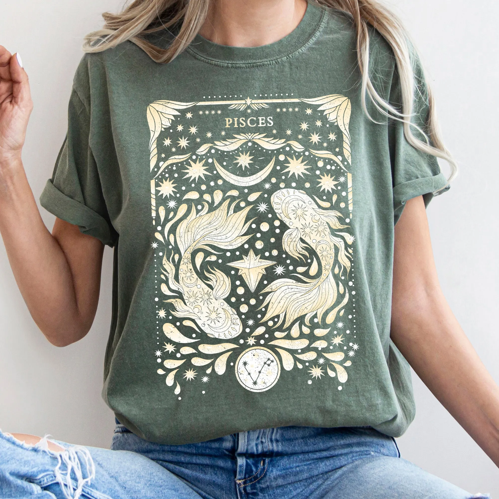 Pisces Celestial Zodiac Comfort Colors Tees, Horoscope, Astrology sold by Refinery Number One product image thumbnail 5