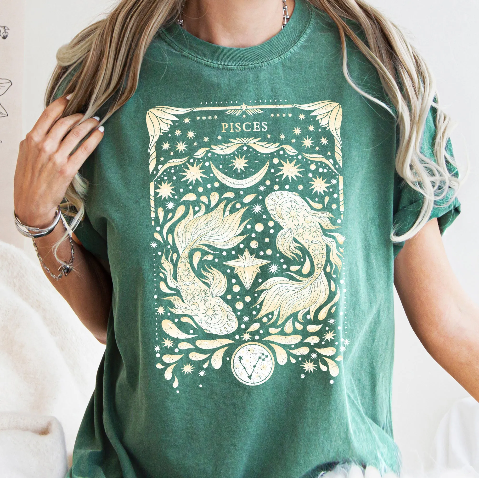 Pisces Celestial Zodiac Comfort Colors Tees, Horoscope, Astrology sold by Refinery Number One product image thumbnail 4