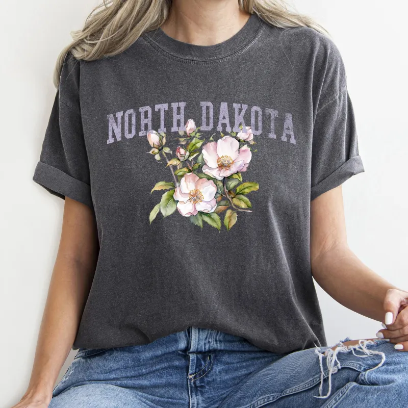 North Dakota State Flower Comfort Colors Tshirt sold by Refinery Number One