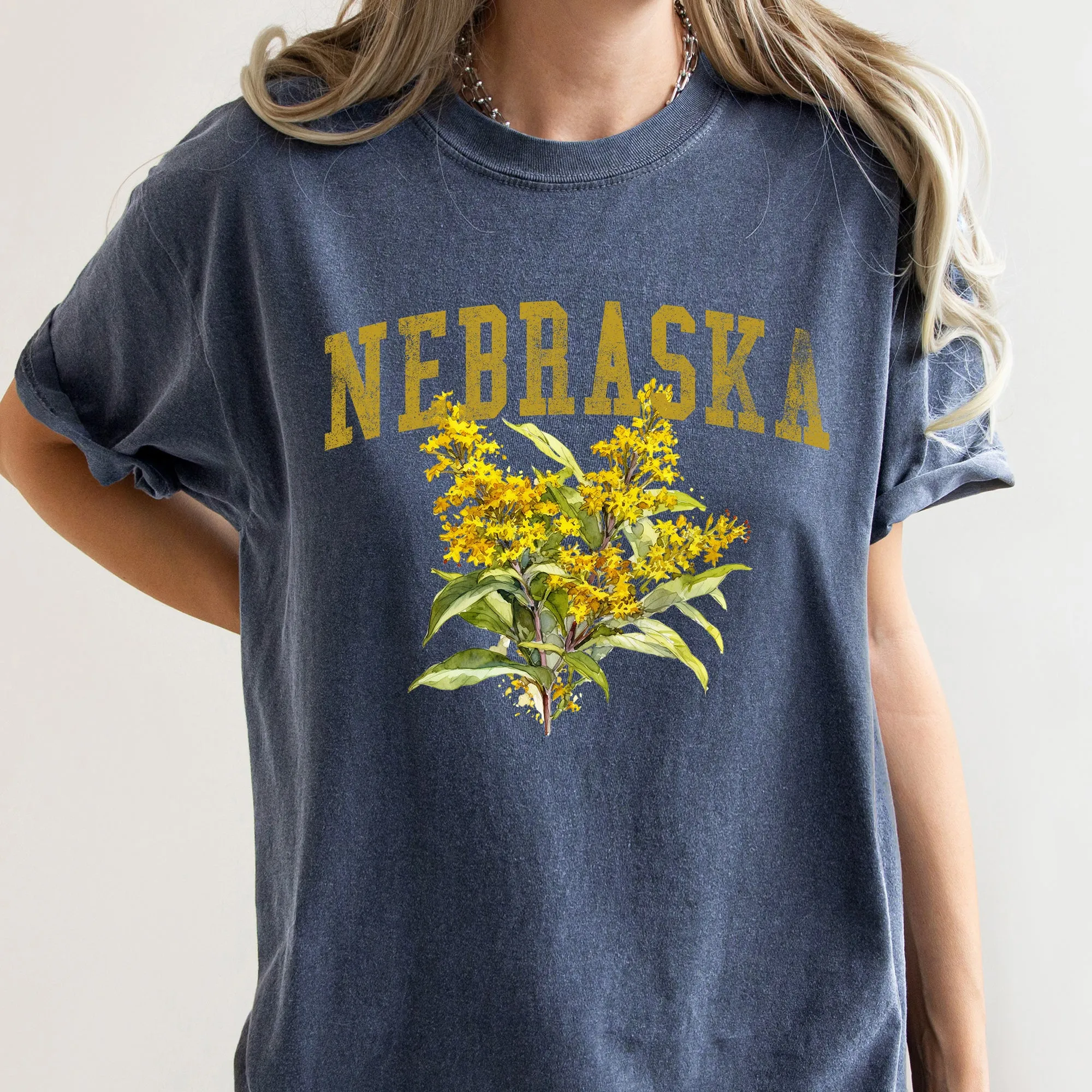 Nebraska State Flower Comfort Colors Tshirt sold by Refinery Number One product image thumbnail 3