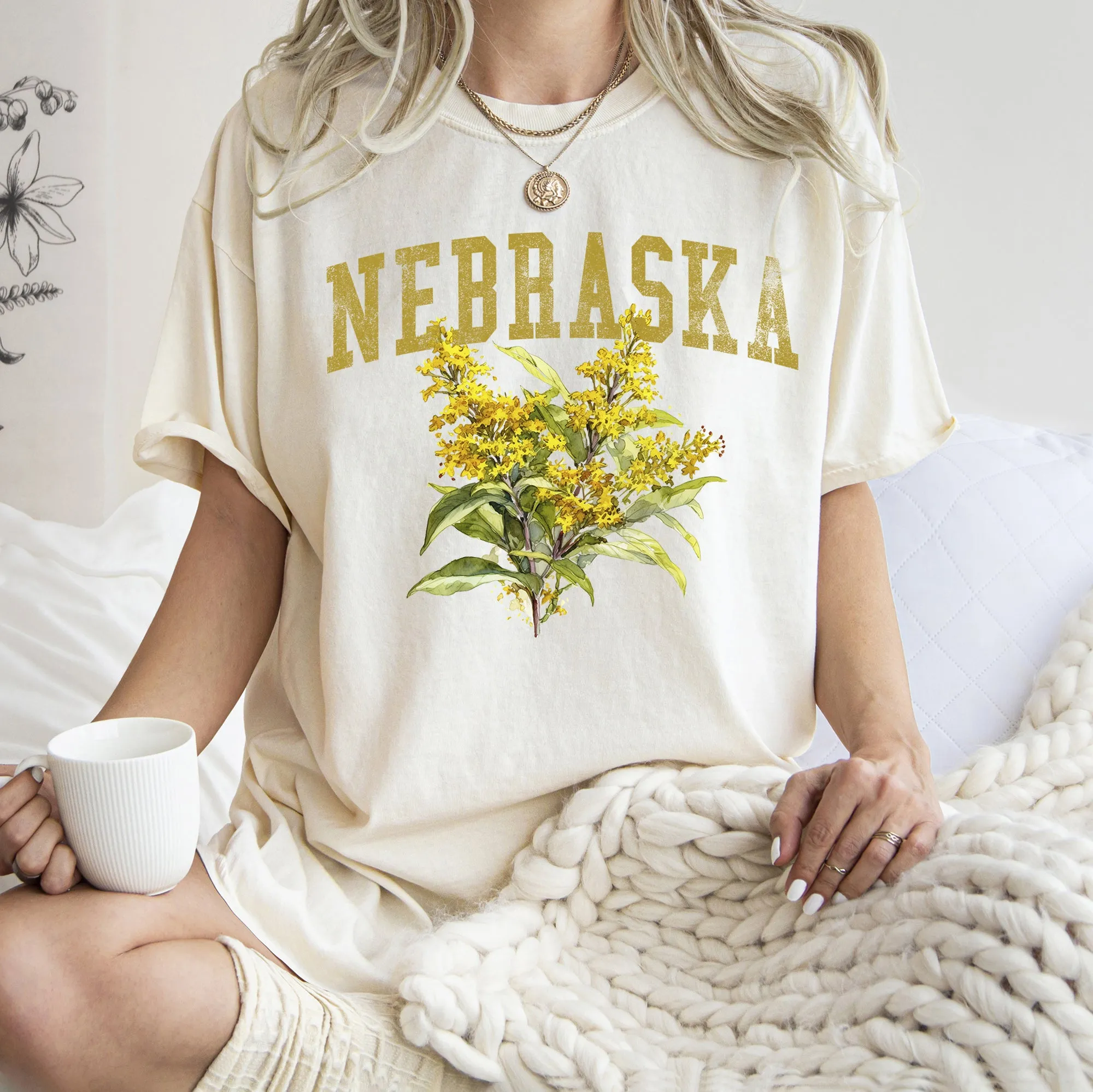 Nebraska State Flower Comfort Colors Tshirt sold by Refinery Number One product image thumbnail 2