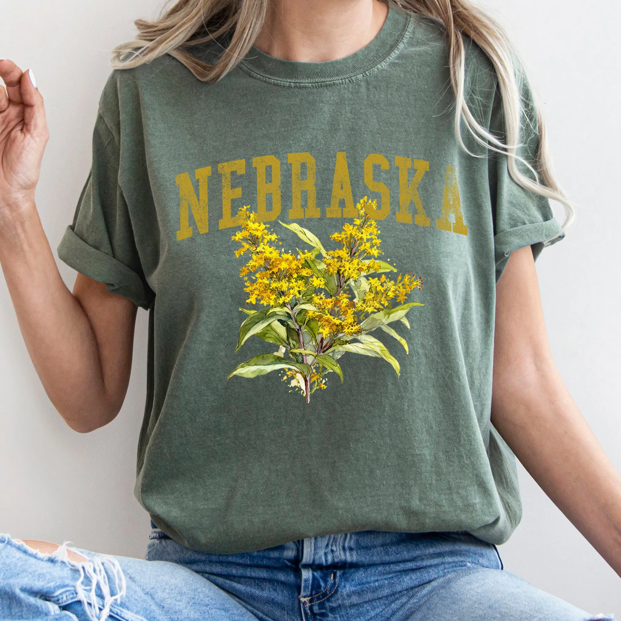 Nebraska State Flower Comfort Colors Tshirt sold by Refinery Number One product image thumbnail 5
