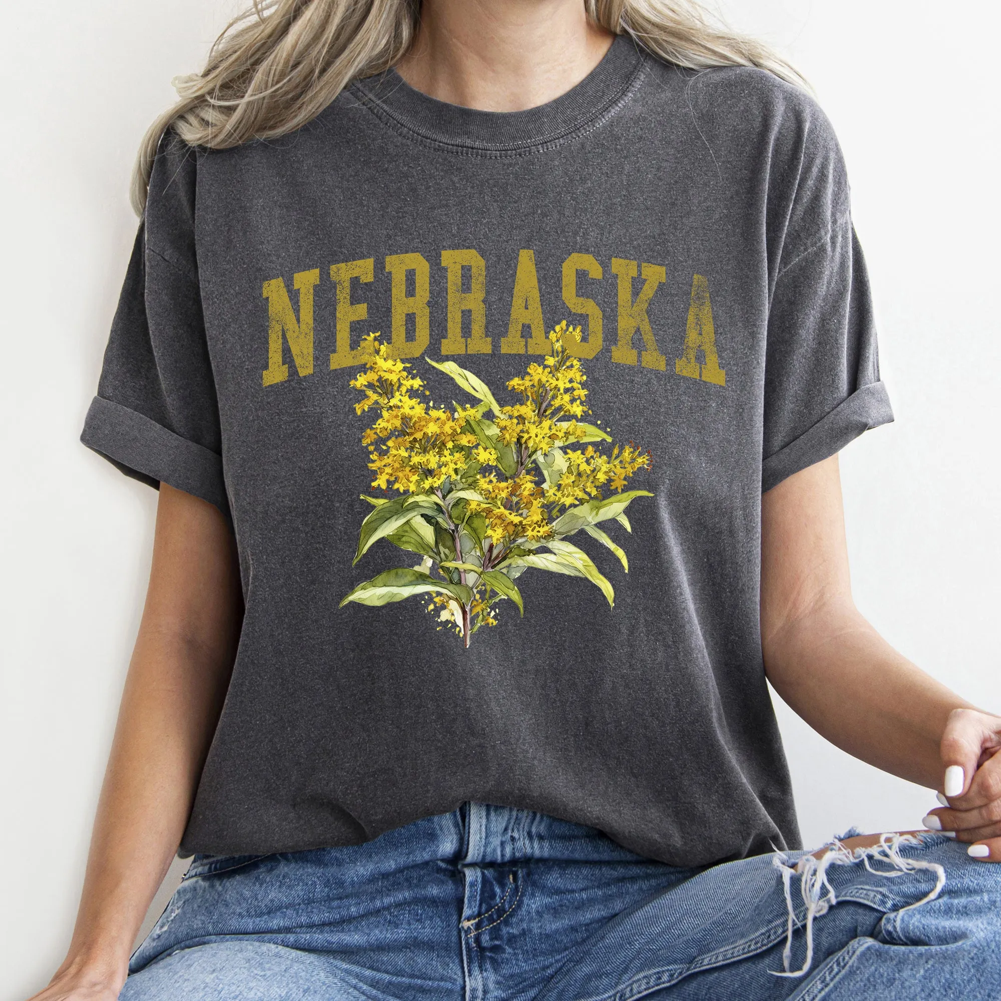 Nebraska State Flower Comfort Colors Tshirt sold by Refinery Number One