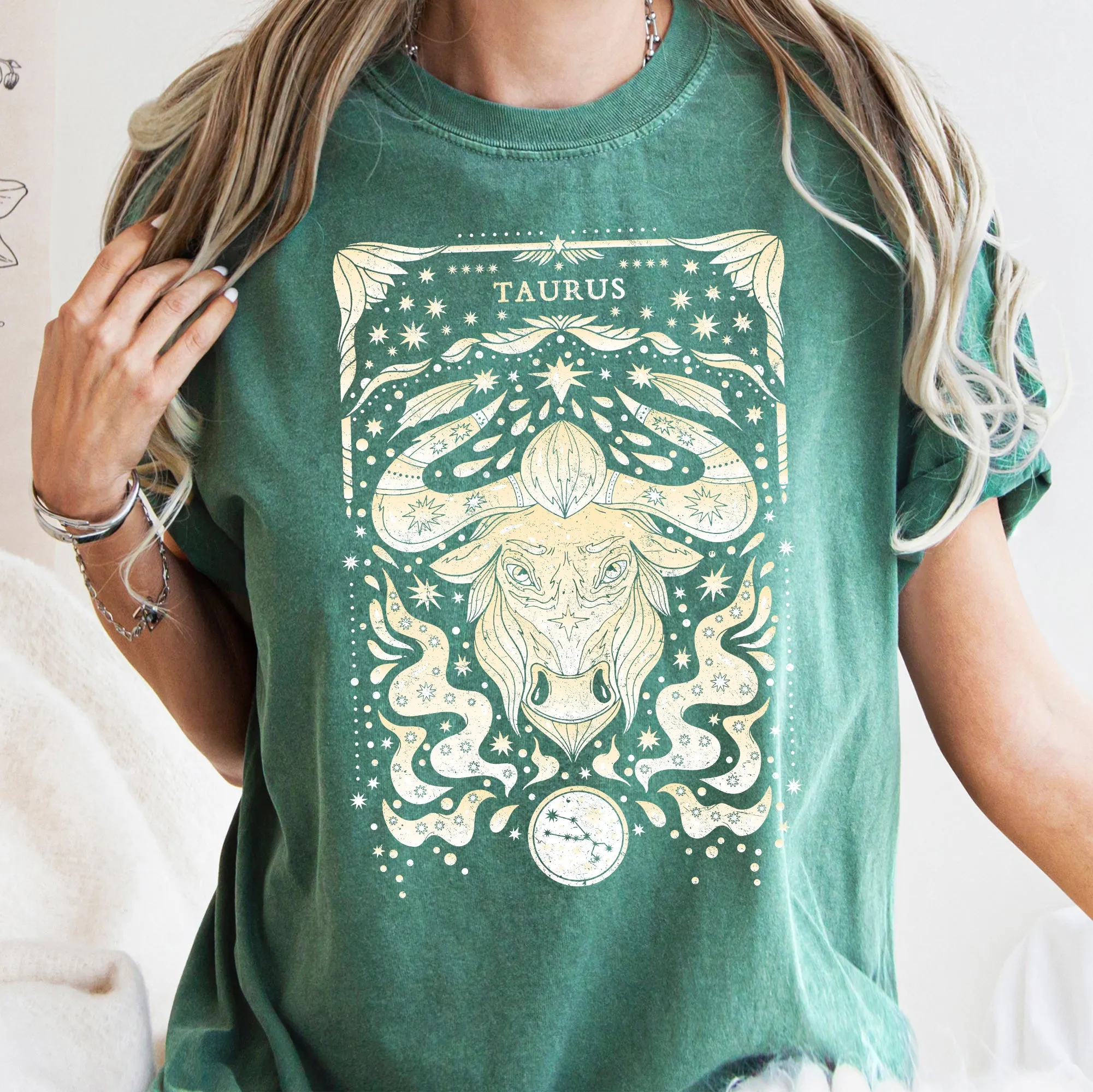 Taurus Celestial Zodiac Comfort Colors Tees, Horoscope, Astrology sold by Refinery Number One product image thumbnail 5