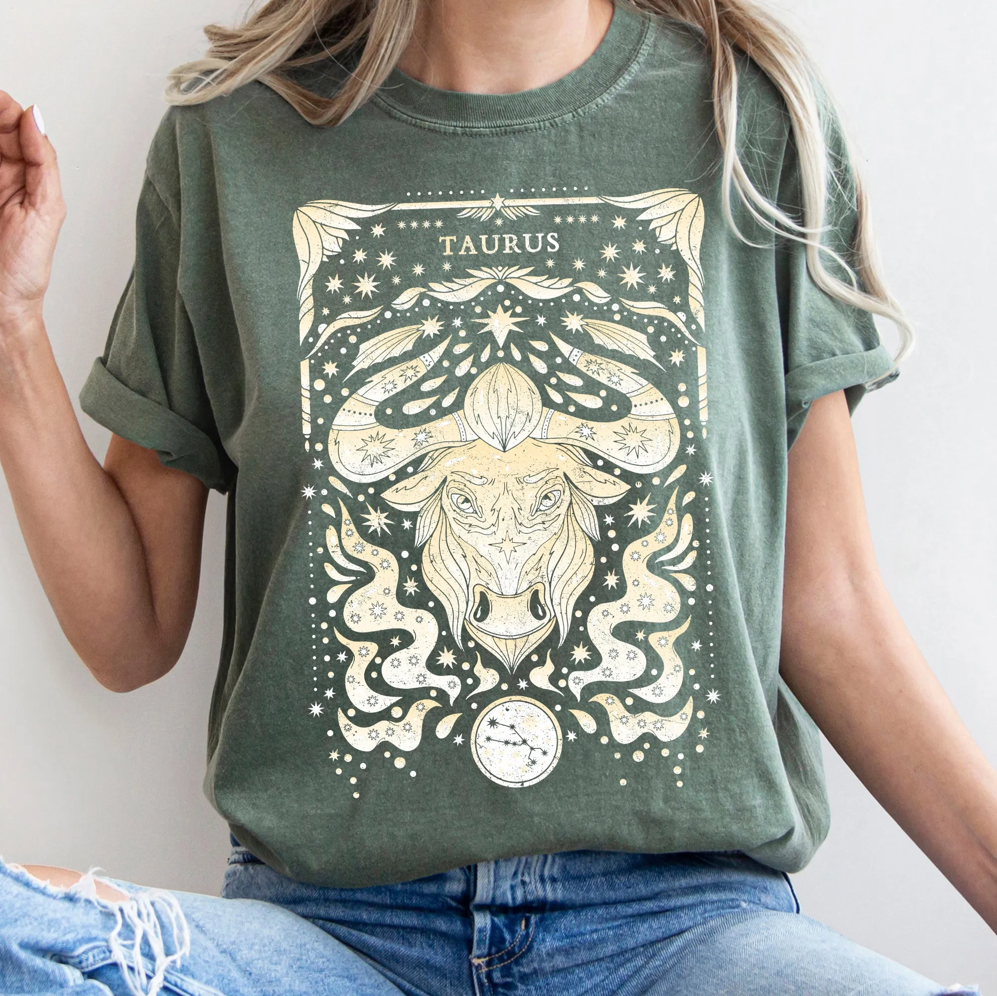 Taurus Celestial Zodiac Comfort Colors Tees, Horoscope, Astrology sold by Refinery Number One product image thumbnail 4
