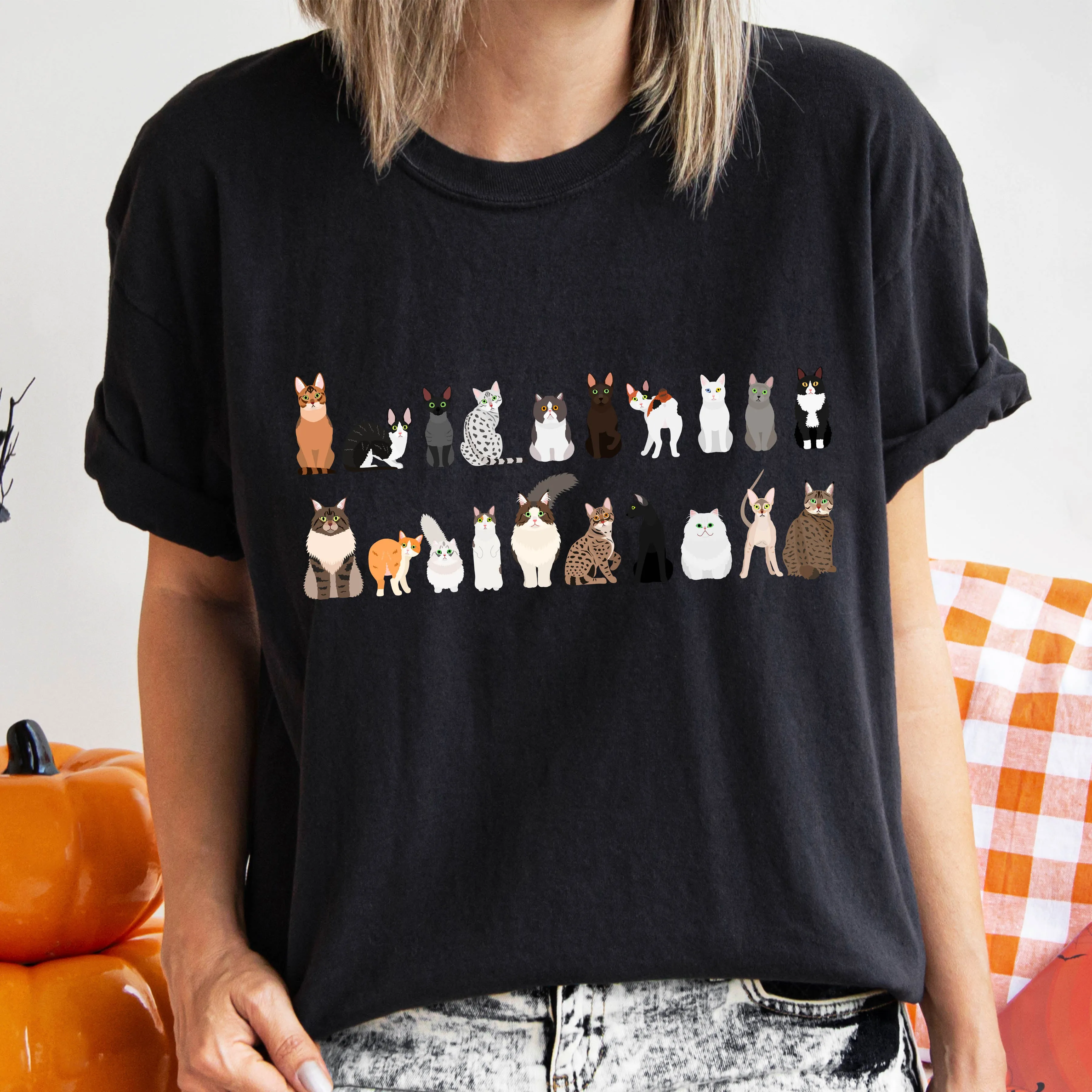 Cat Lovers Comfort Color Tees, Farm Animal Shirts, Illustration, Breeds, Pet Comfort Colors T-Shirt sold by Refinery Number One product image thumbnail 3
