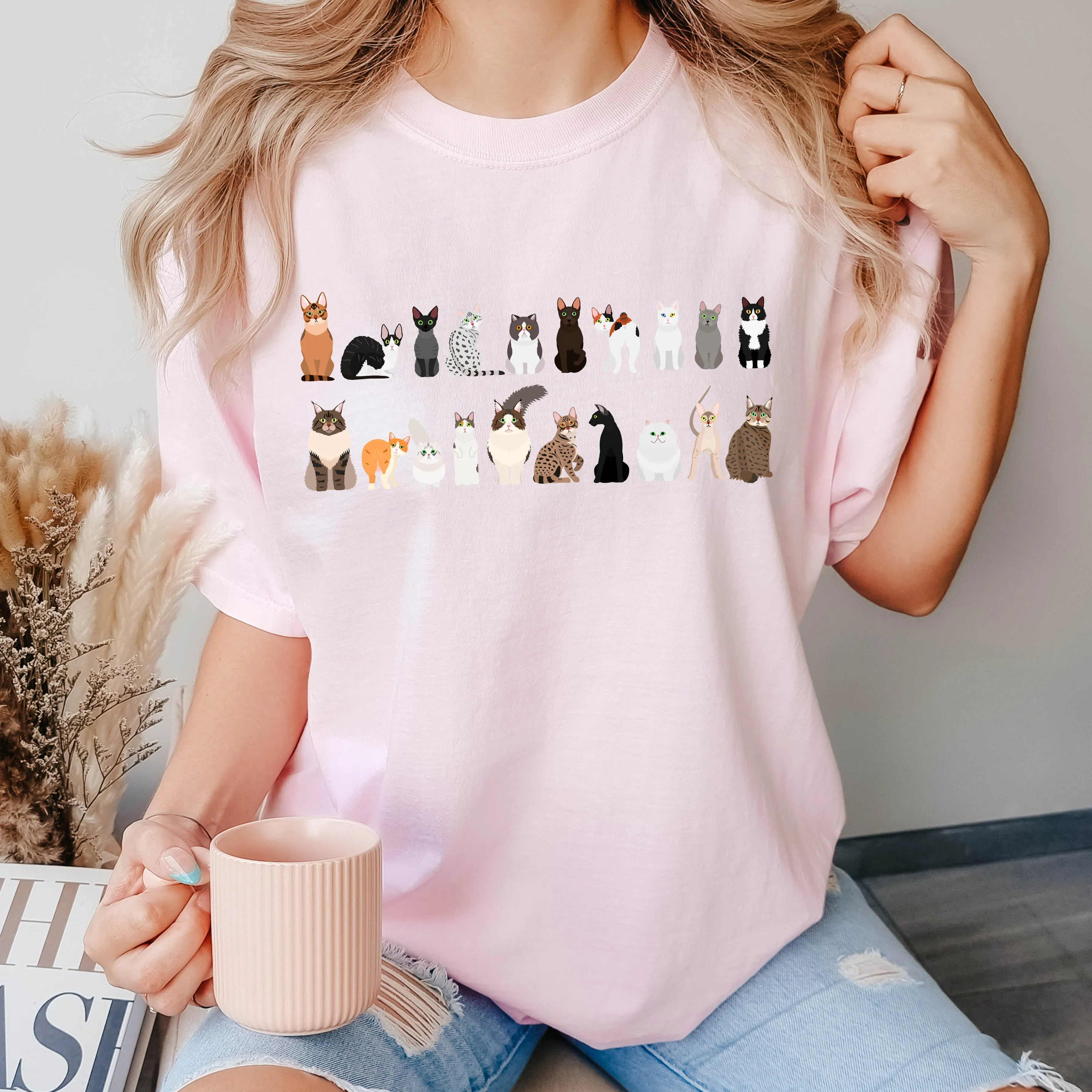 Cat Lovers Comfort Color Tees, Farm Animal Shirts, Illustration, Breeds, Pet Comfort Colors T-Shirt sold by Refinery Number One product image thumbnail 4