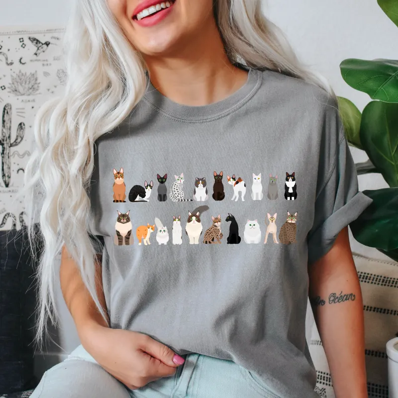 Cat Lovers Comfort Color Tees, Farm Animal Shirts, Illustration, Breeds, Pet Comfort Colors T-Shirt sold by Refinery Number One