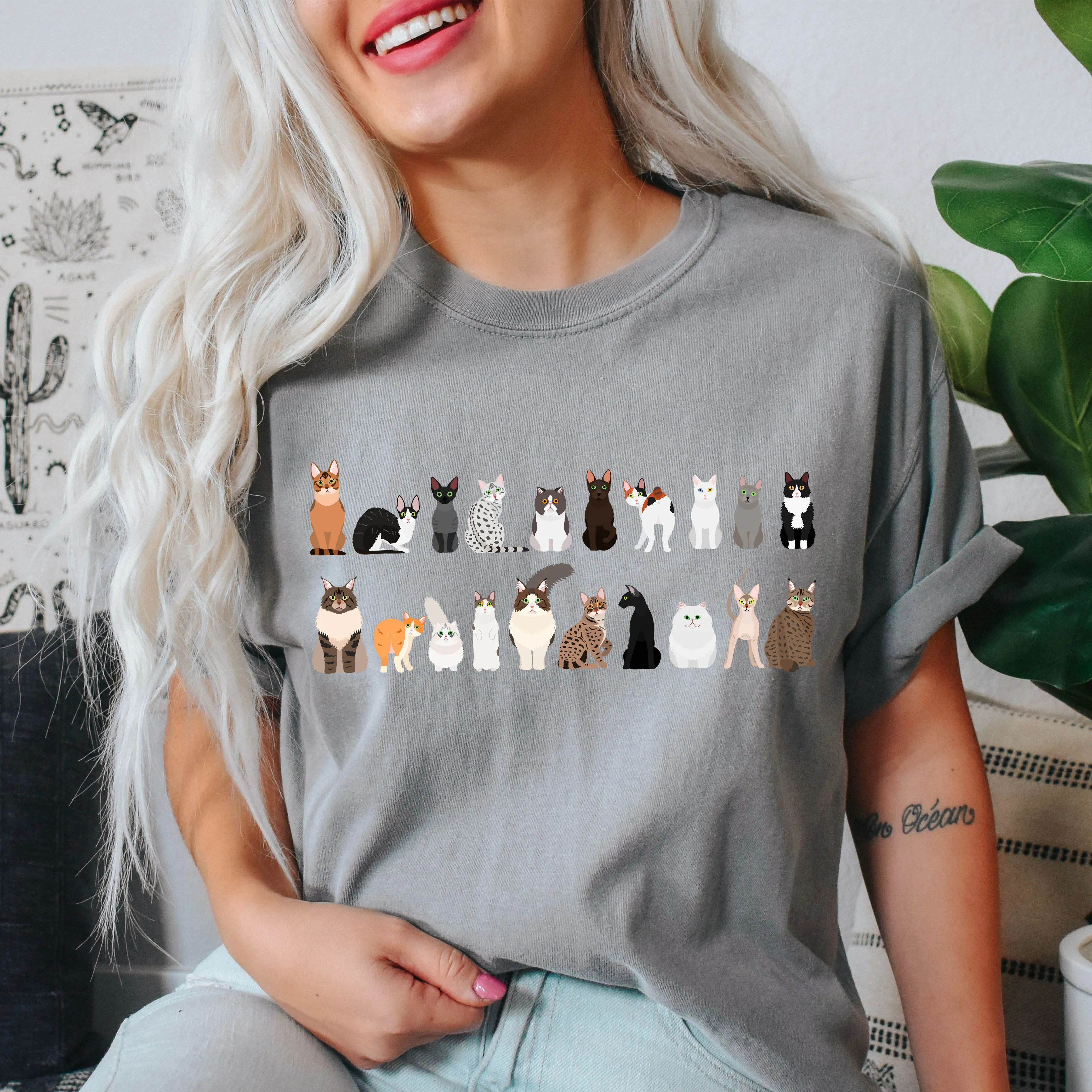 Cat Lovers Comfort Color Tees, Farm Animal Shirts, Illustration, Breeds, Pet Comfort Colors T-Shirt sold by Refinery Number One