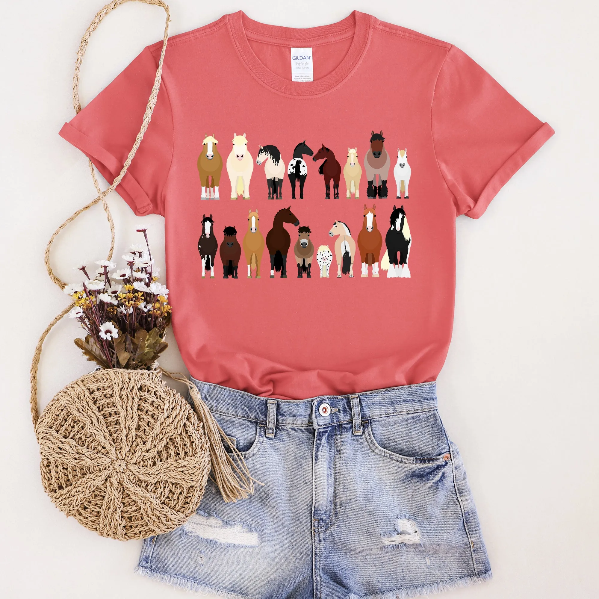 Horse Lovers Super Soft Tees, Farm Animal Shirts, Illustration, Breeds sold by Refinery Number One