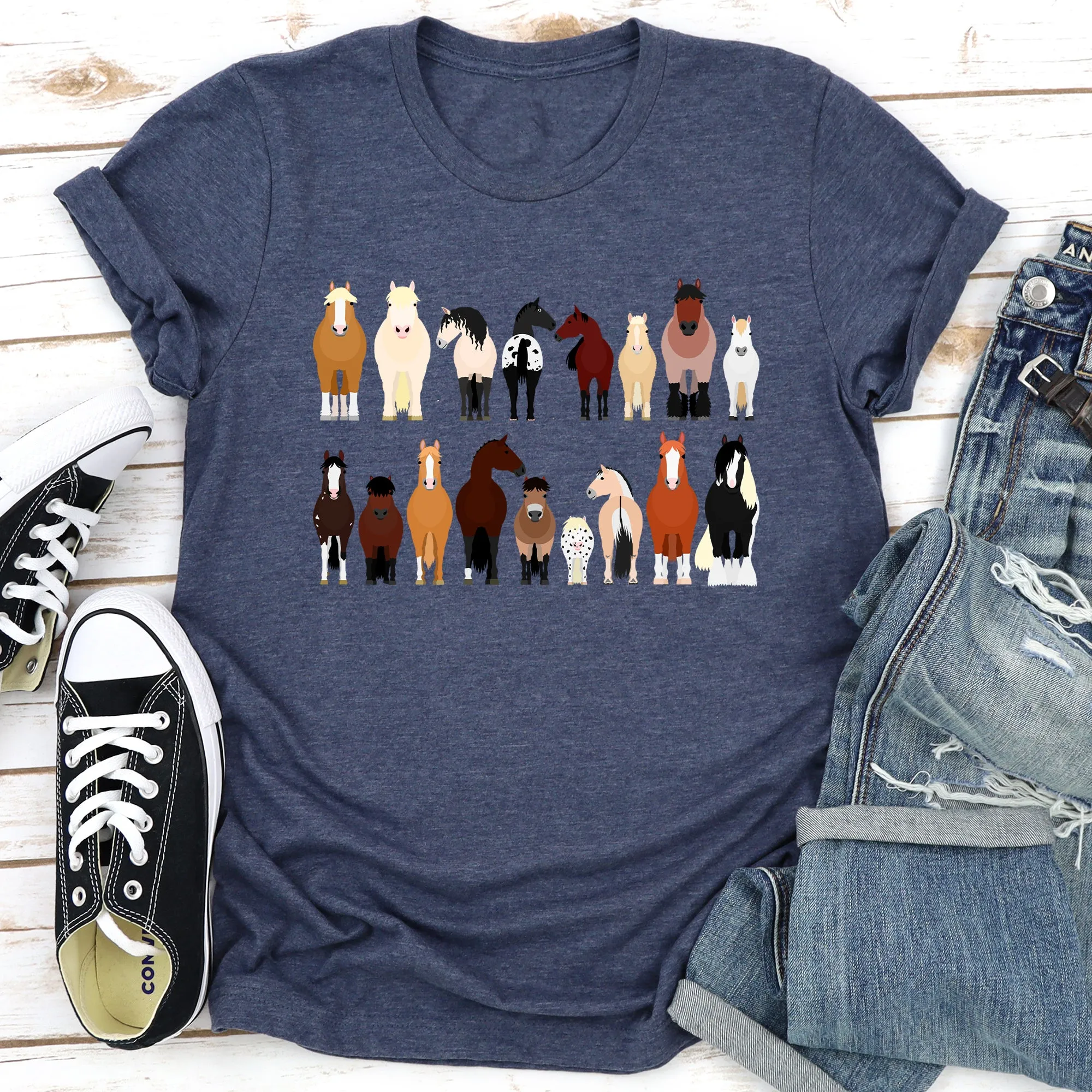 Horse Lovers Super Soft Tees, Farm Animal Shirts, Illustration, Breeds sold by Refinery Number One product image thumbnail 5