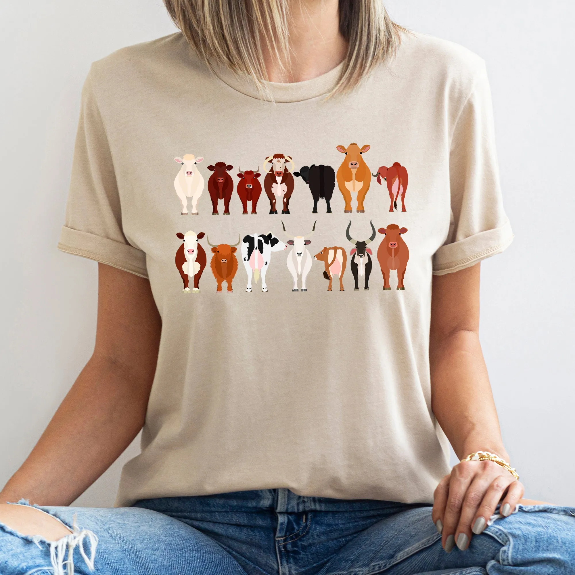 Cow Lovers Super Soft Tees, Farm Animal Shirts, Illustration, Breeds sold by Refinery Number One product image thumbnail 2