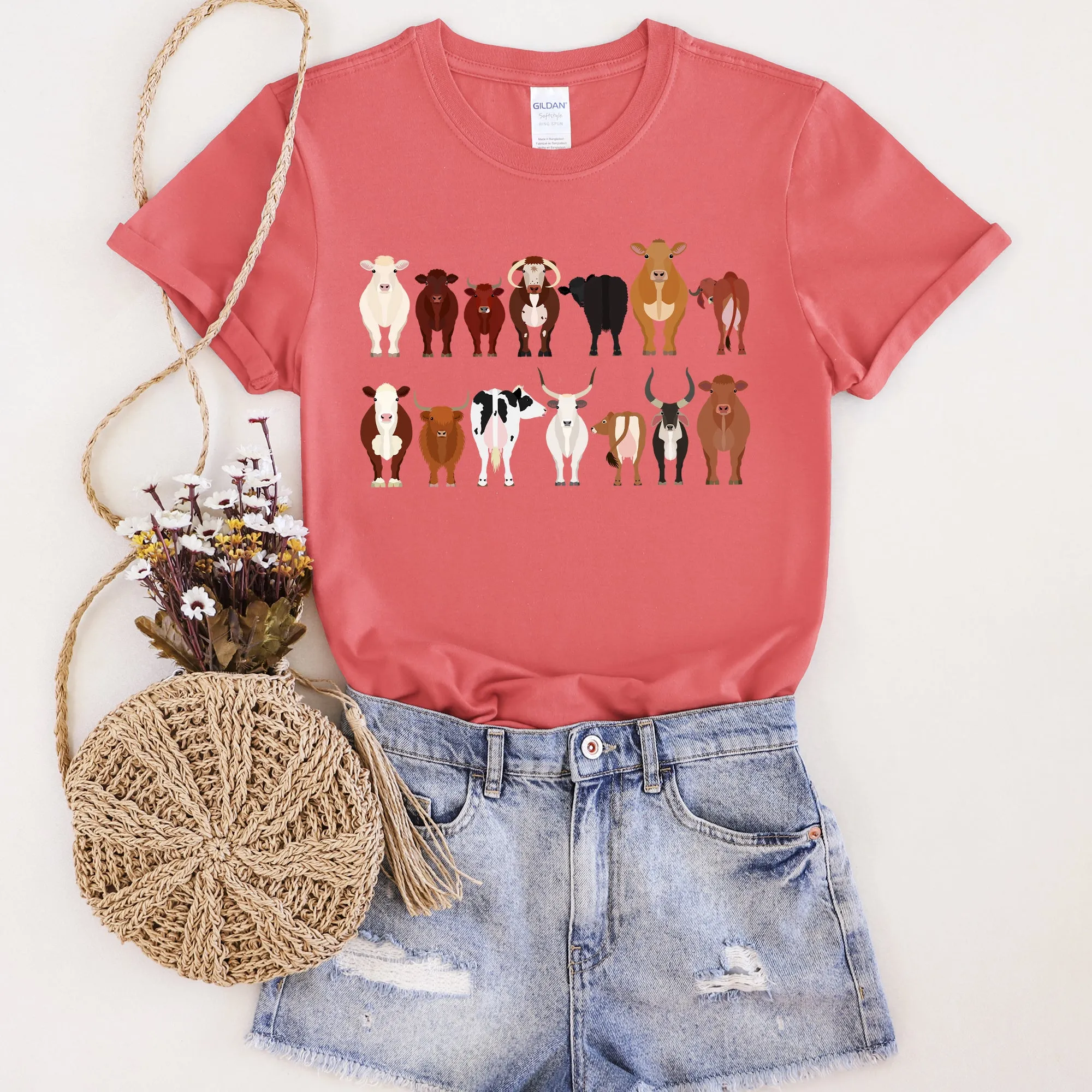 Cow Lovers Super Soft Tees, Farm Animal Shirts, Illustration, Breeds sold by Refinery Number One product image thumbnail 4