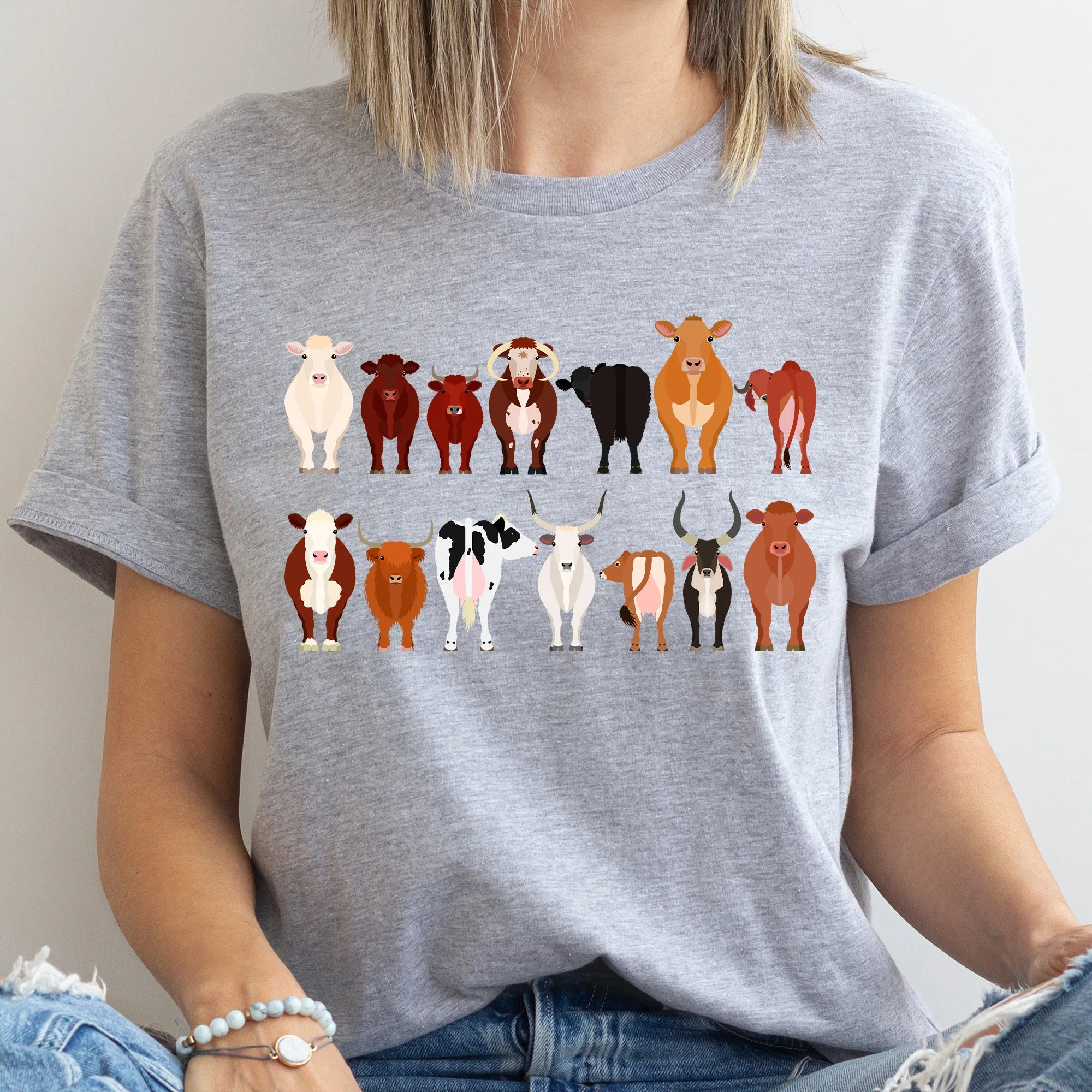 Cow Lovers Super Soft Tees, Farm Animal Shirts, Illustration, Breeds sold by Refinery Number One product image thumbnail 5