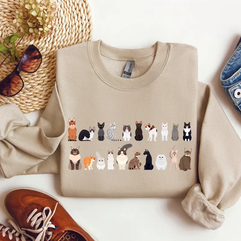 Cat Breeds Animal Lover Sweatshirt sold by Refinery Number One