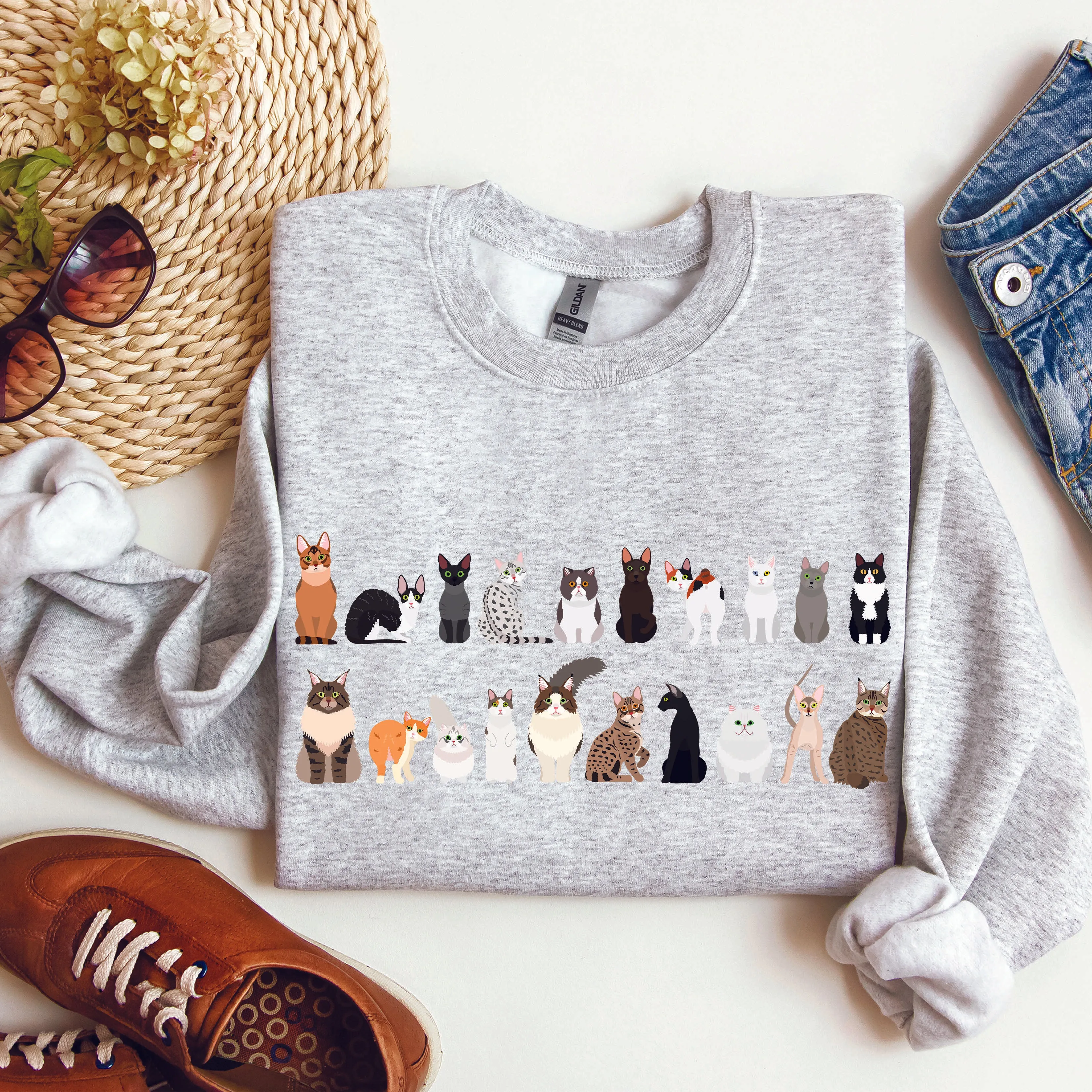 Cat Breeds Animal Lover Sweatshirt sold by Refinery Number One product image thumbnail 4