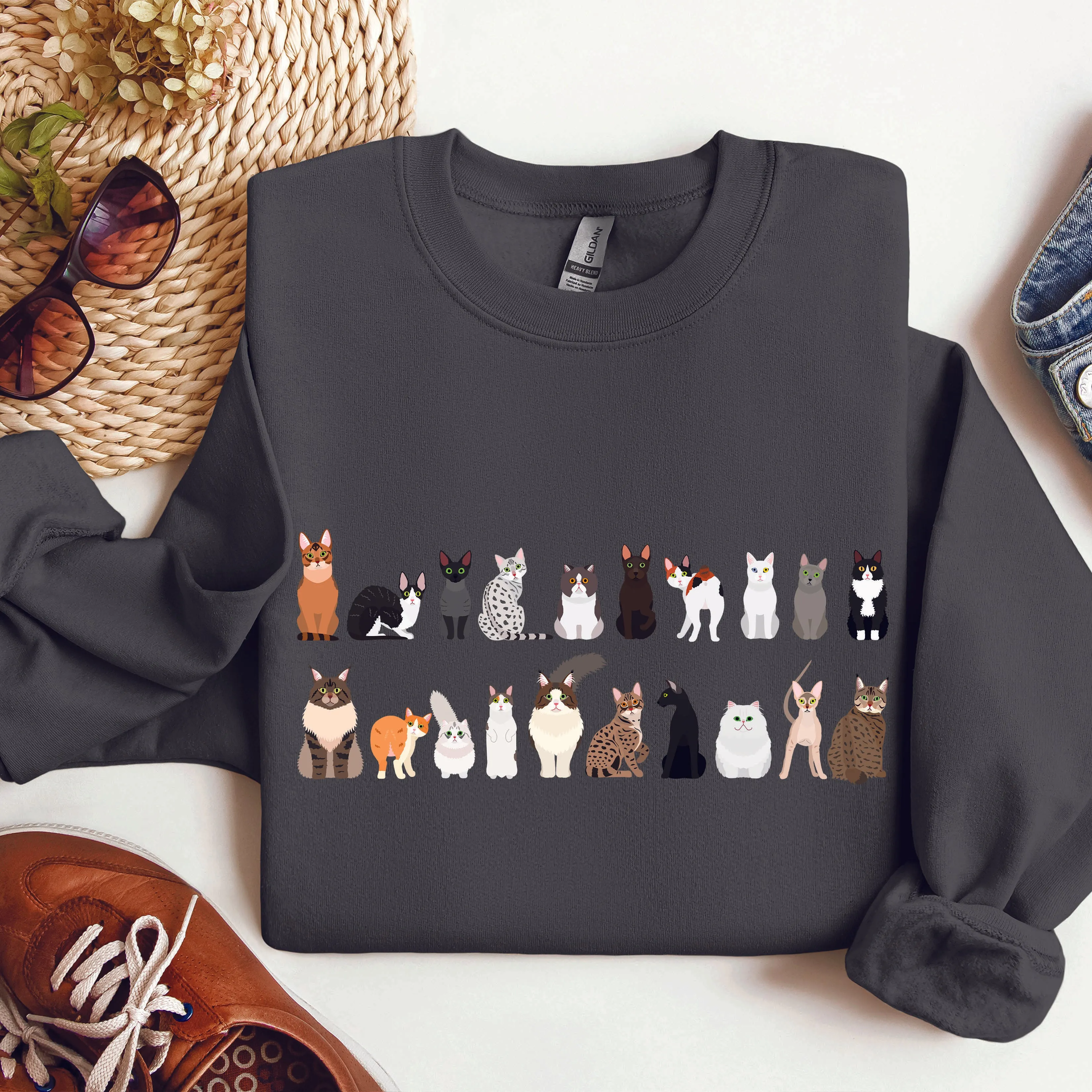 Cat Breeds Animal Lover Sweatshirt sold by Refinery Number One product image thumbnail 2