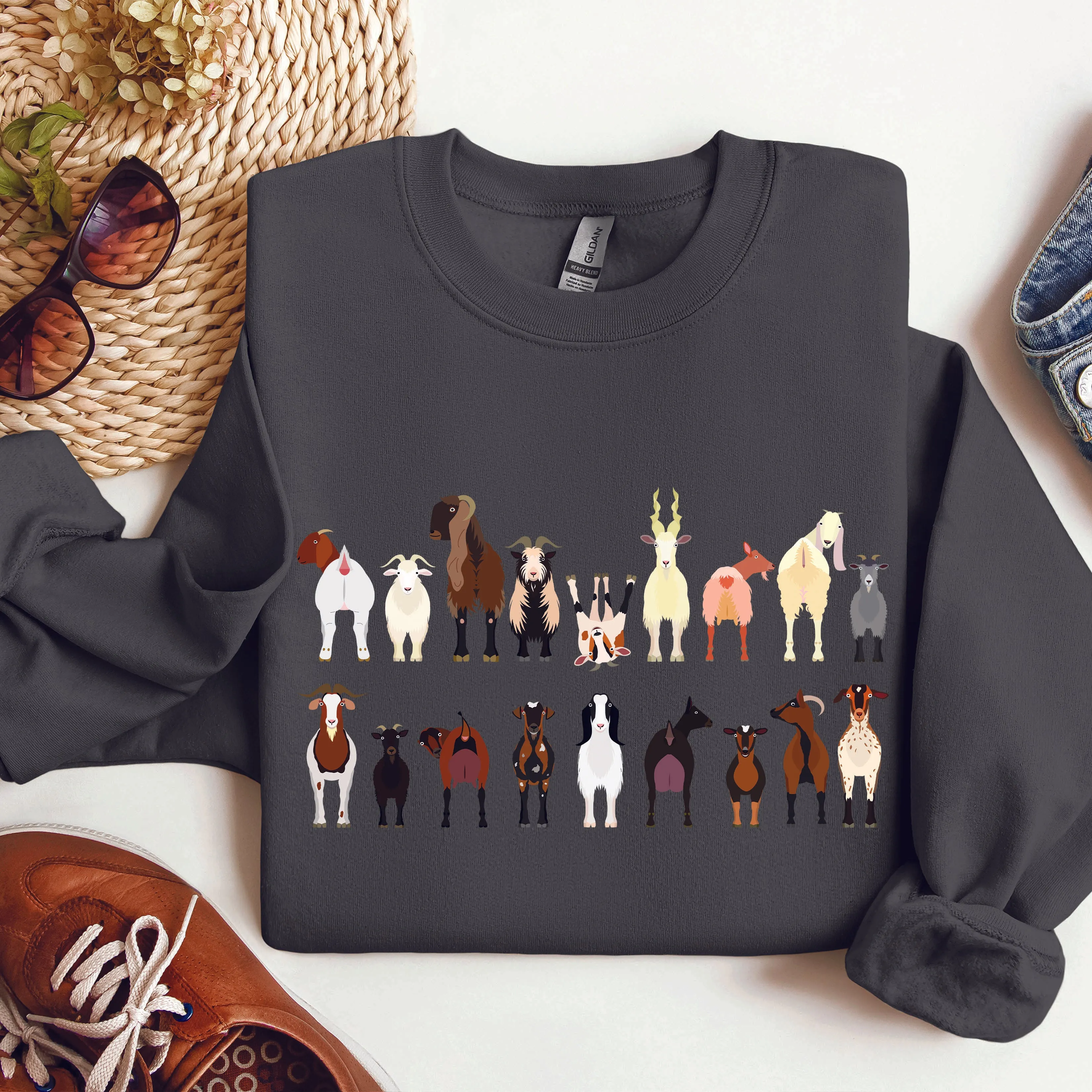 Goat Breeds Farm Animal Lover Sweatshirt sold by Refinery Number One product image thumbnail 3