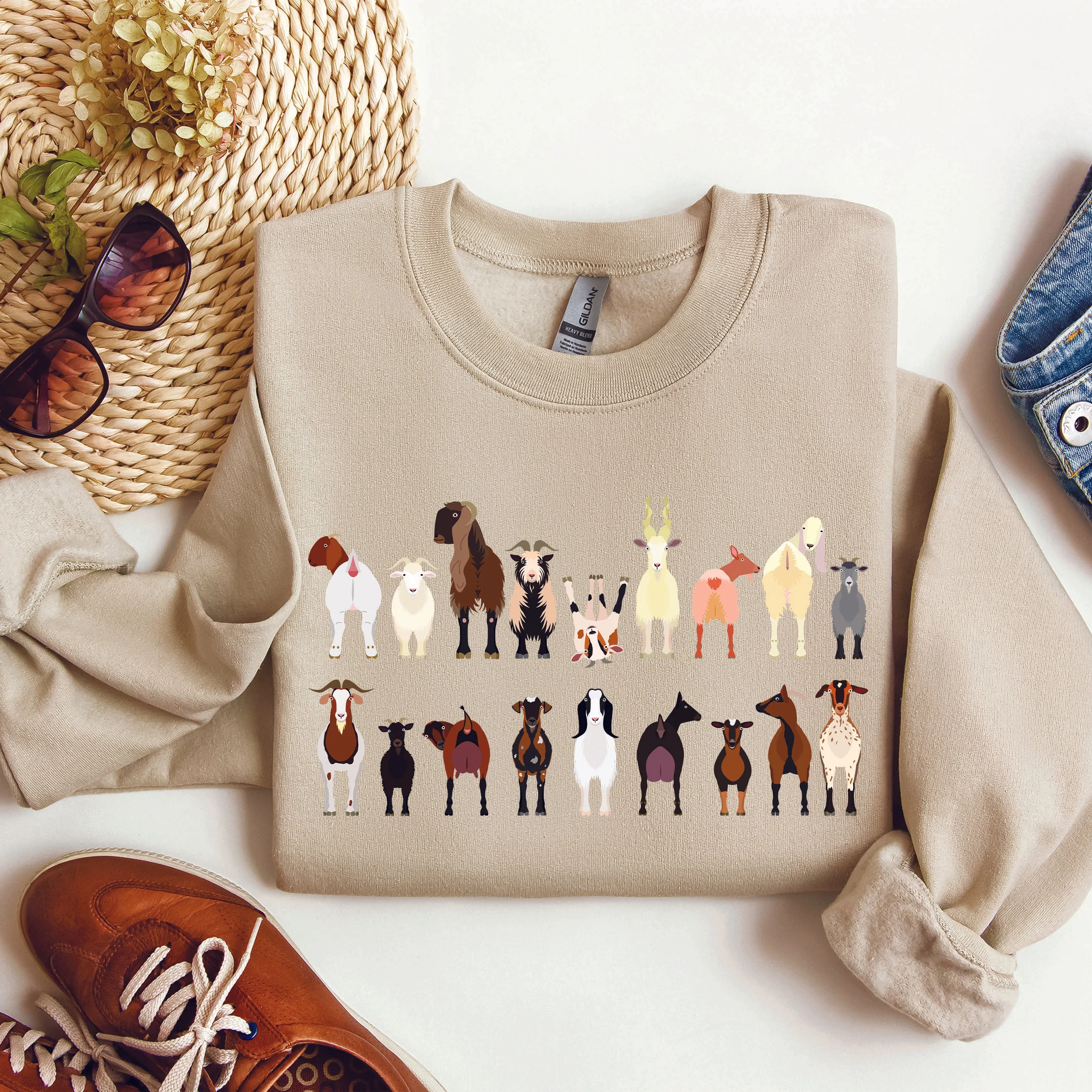 Goat Breeds Farm Animal Lover Sweatshirt sold by Refinery Number One product image thumbnail 2