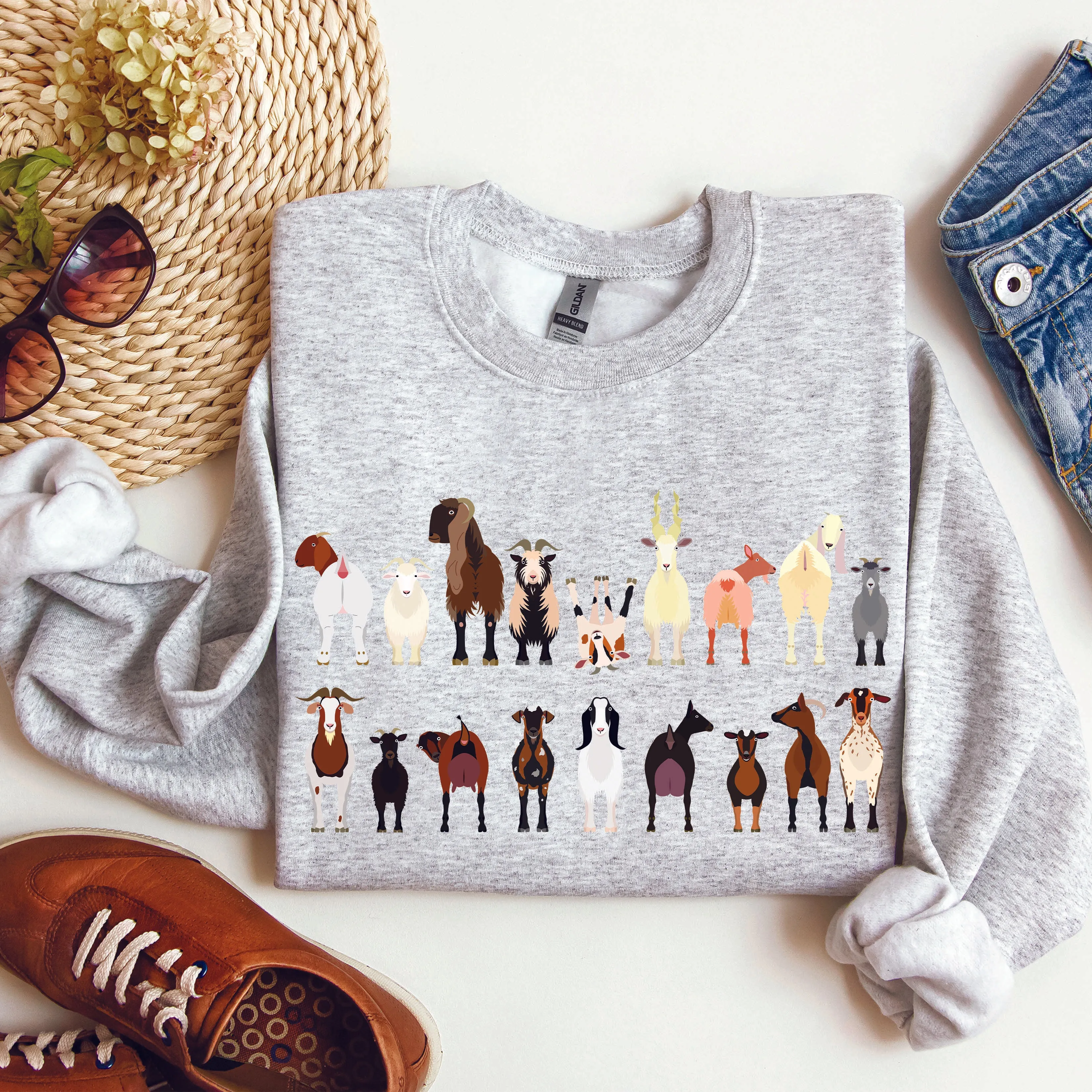 Goat Breeds Farm Animal Lover Sweatshirt sold by Refinery Number One product image thumbnail 4
