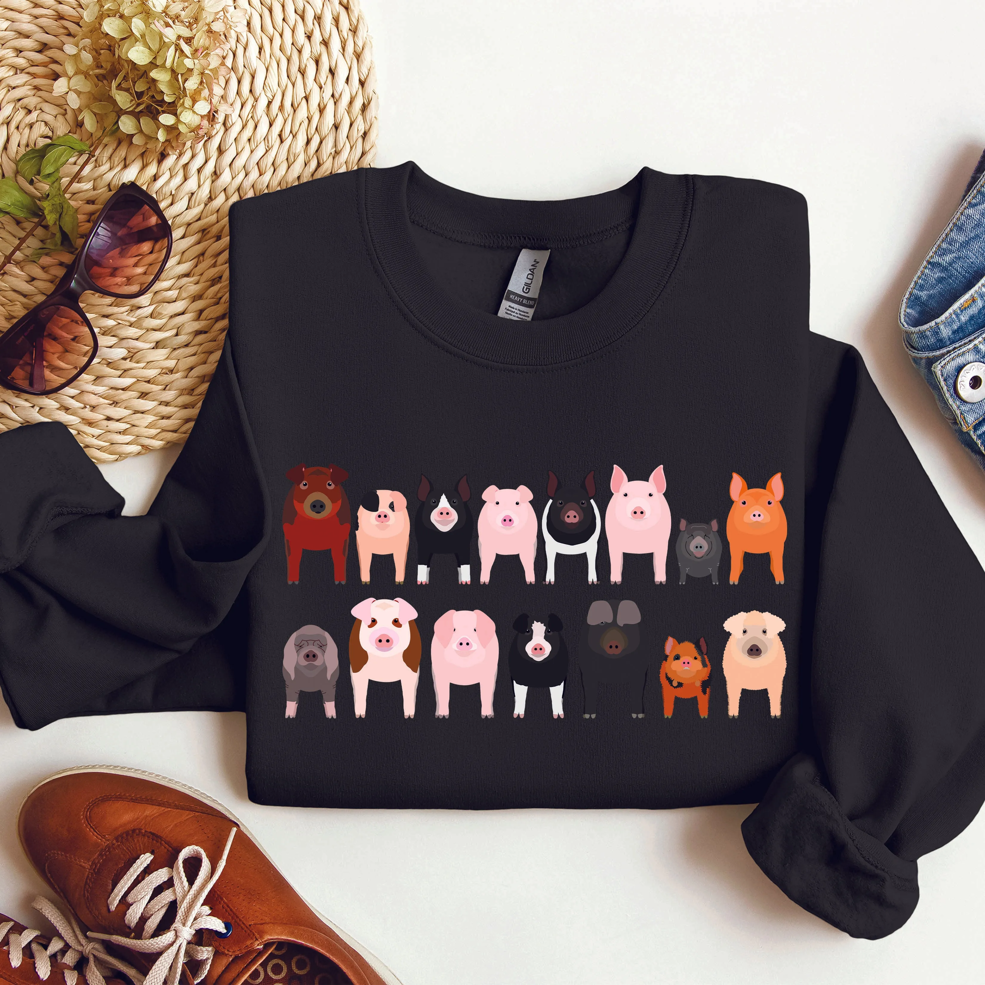 Pig Breeds Farm Animal Lover Sweatshirt sold by Refinery Number One product image thumbnail 5