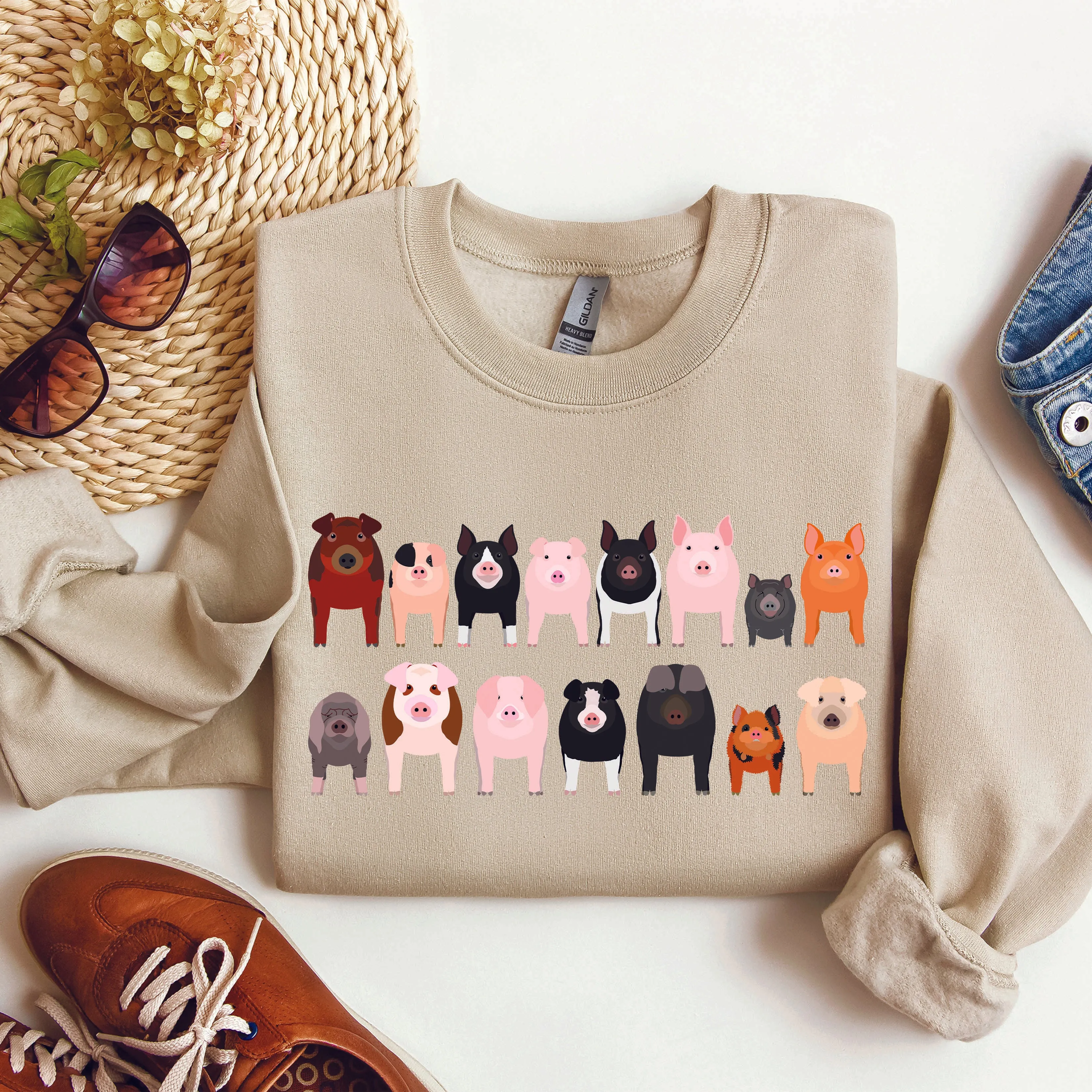 Pig Breeds Farm Animal Lover Sweatshirt sold by Refinery Number One product image thumbnail 3