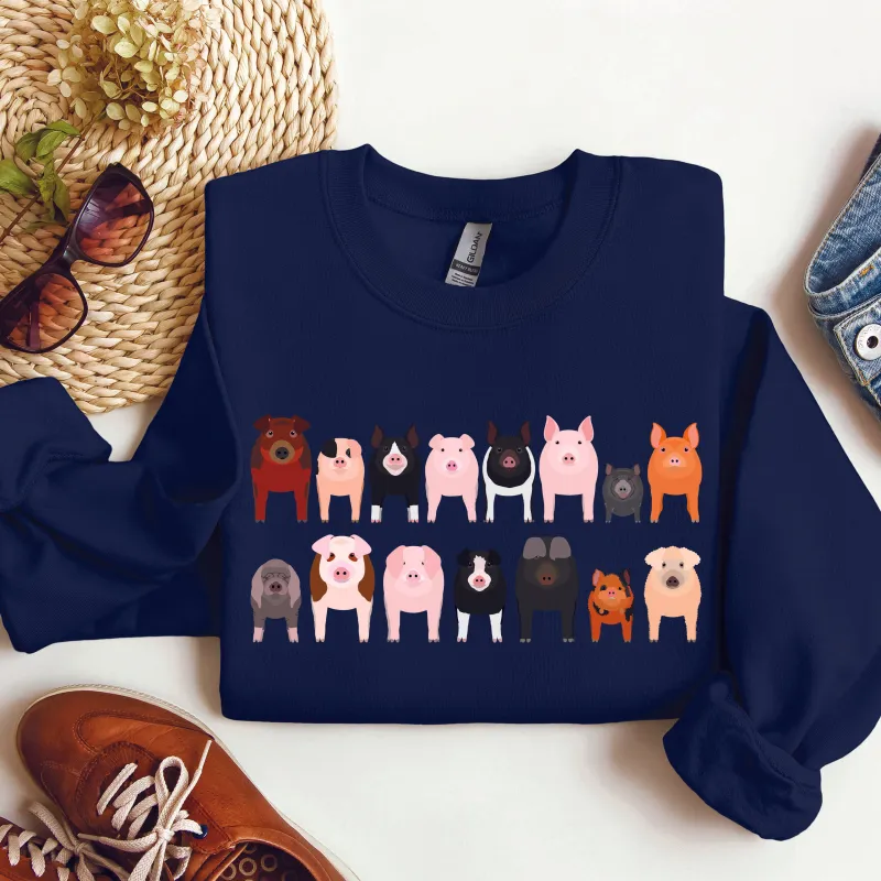Pig Breeds Farm Animal Lover Sweatshirt sold by Refinery Number One