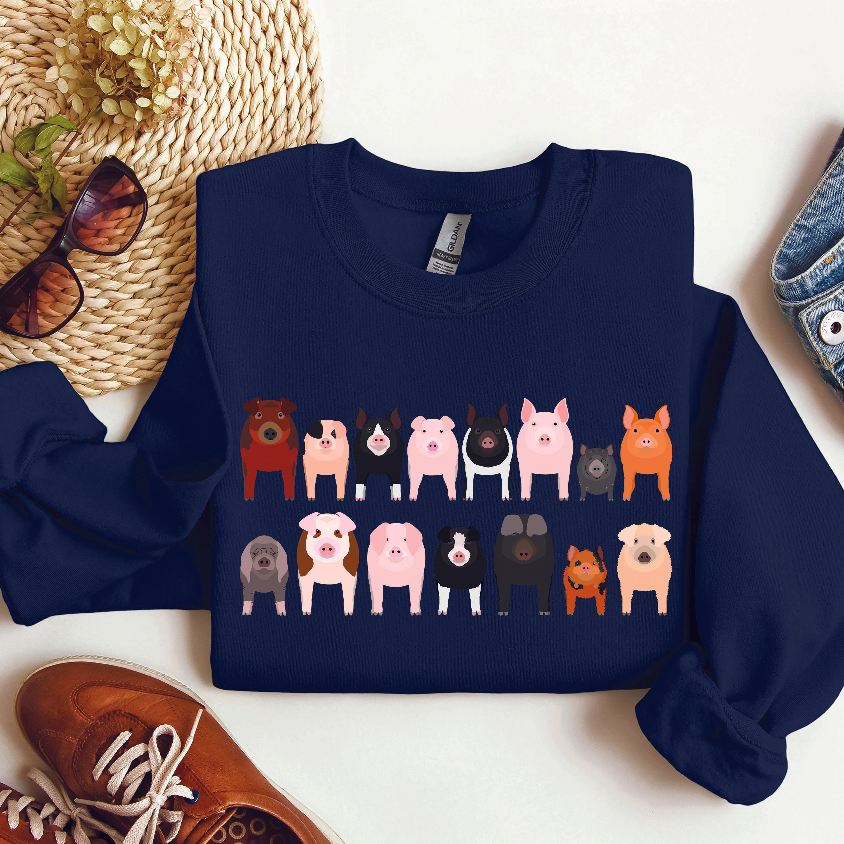 Pig Breeds Farm Animal Lover Sweatshirt sold by Refinery Number One