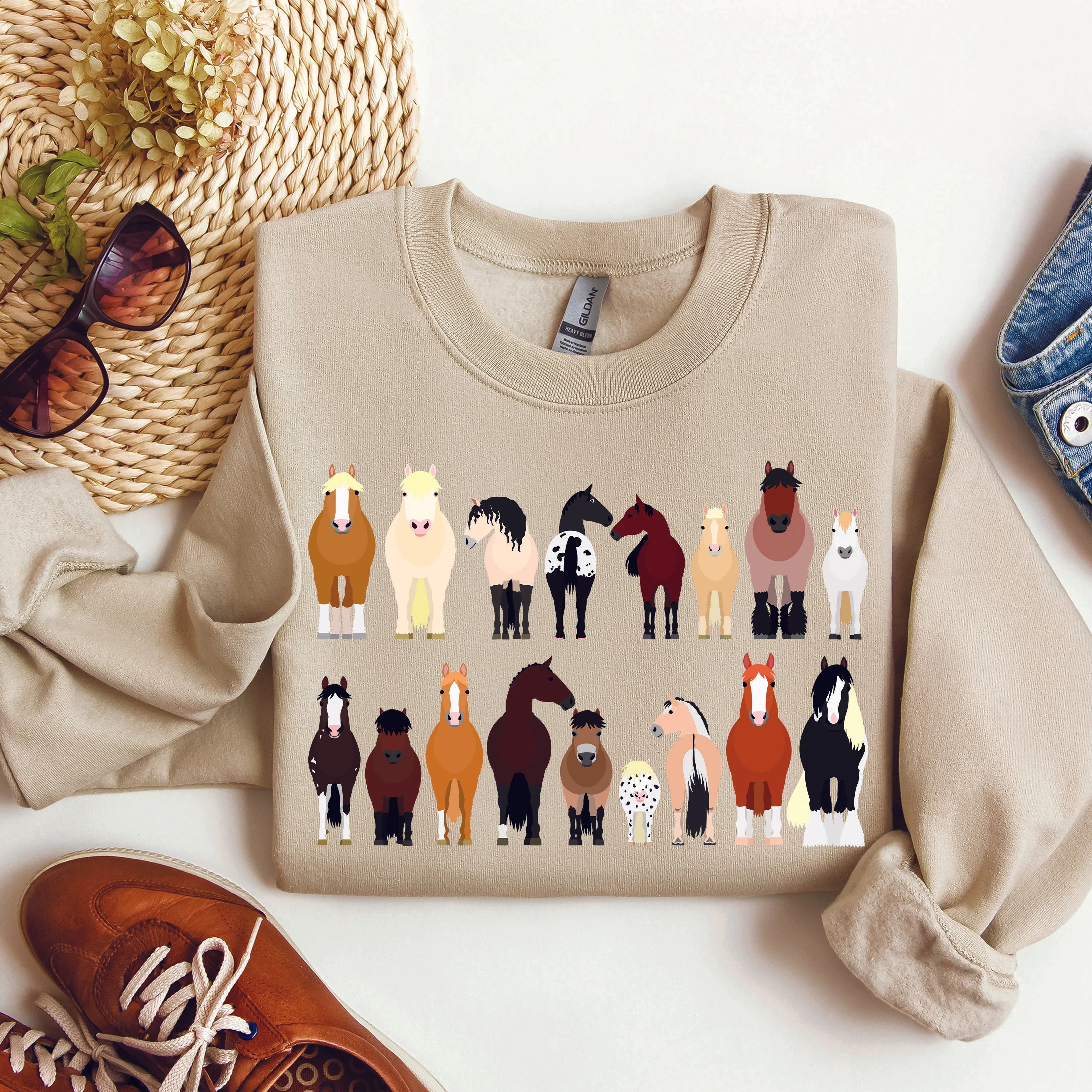 Horse Breeds Farm Animal Lover Sweatshirt sold by Refinery Number One