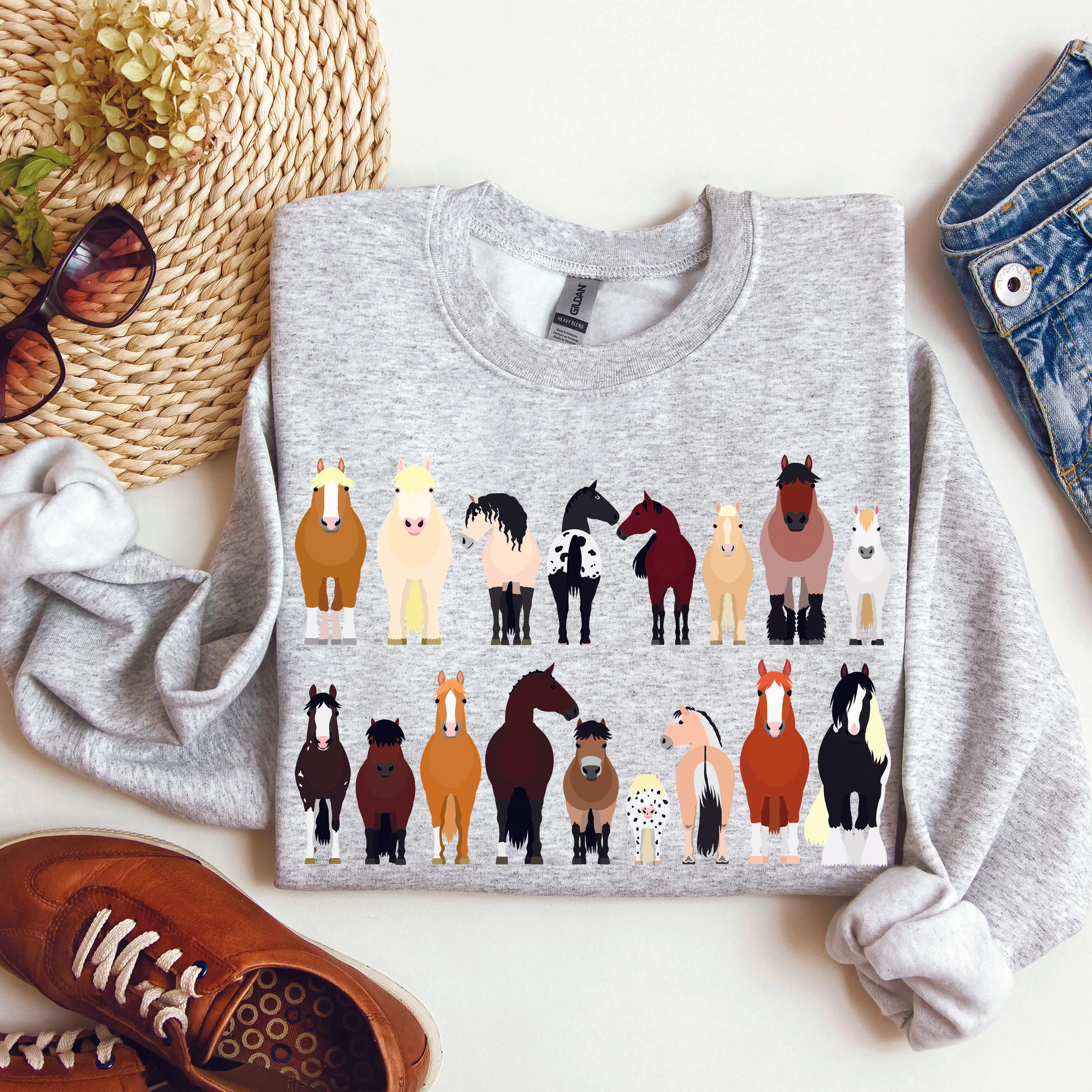 Horse Breeds Farm Animal Lover Sweatshirt sold by Refinery Number One product image thumbnail 2