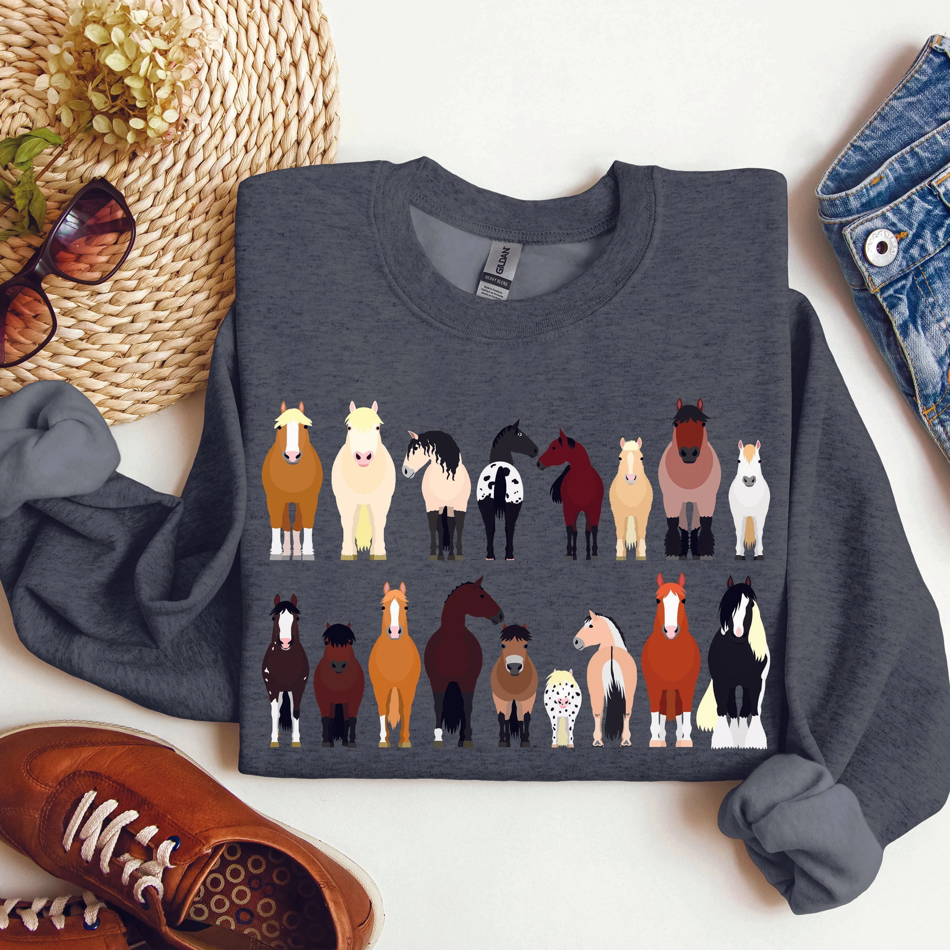 Horse Breeds Farm Animal Lover Sweatshirt sold by Refinery Number One product image thumbnail 5