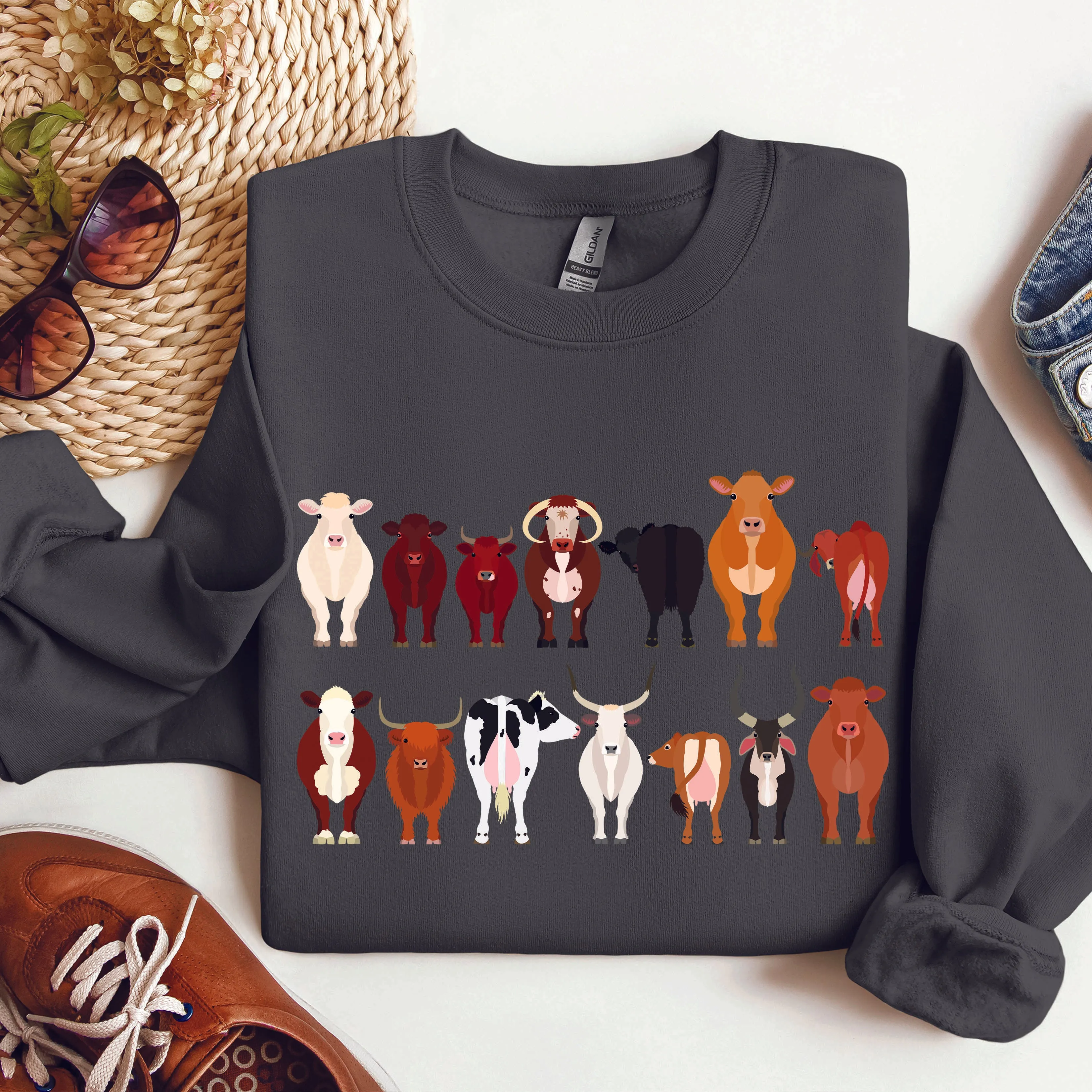 Cow Breeds Farm Animal Lover Sweatshirt sold by Refinery Number One product image thumbnail 4