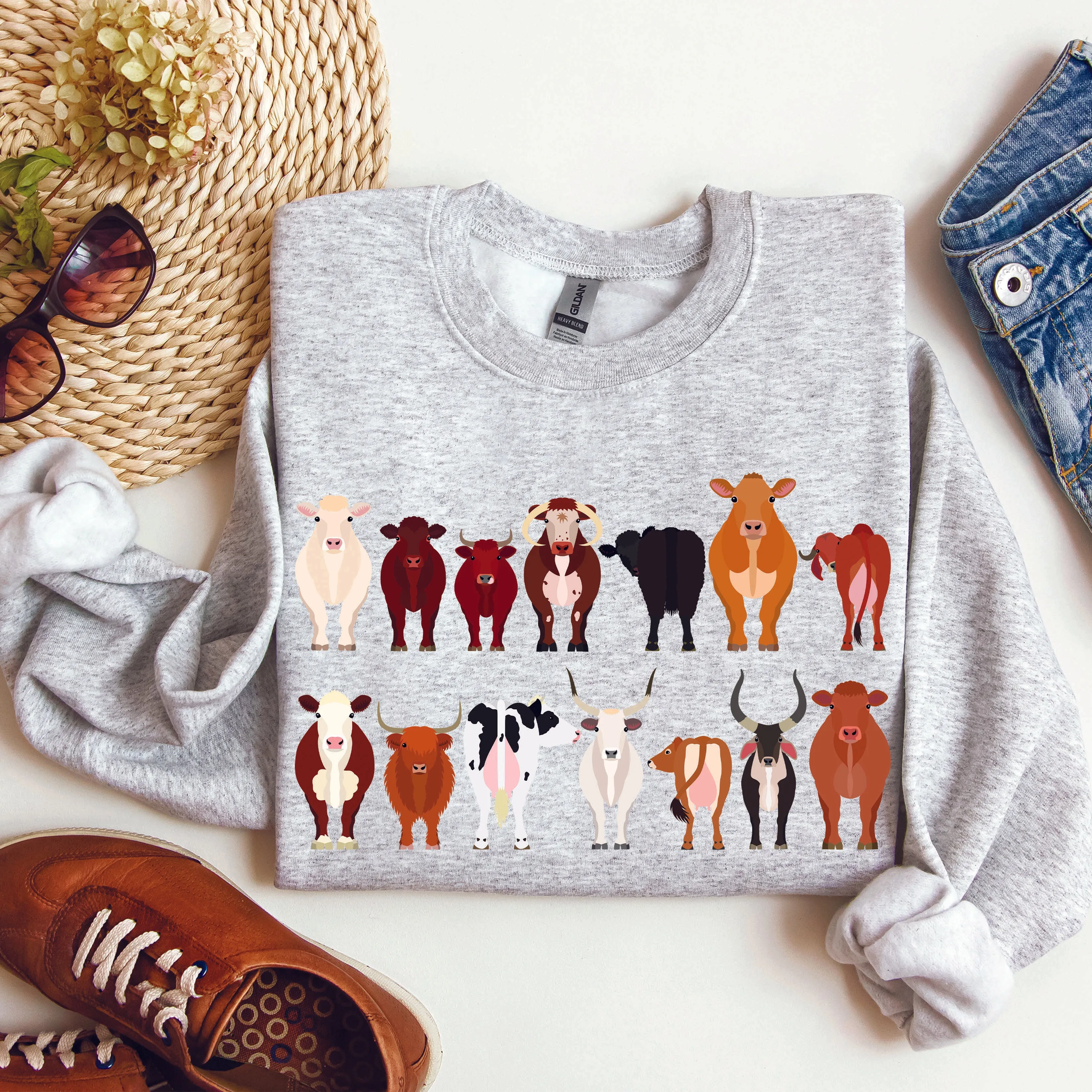 Cow Breeds Farm Animal Lover Sweatshirt sold by Refinery Number One product image thumbnail 2
