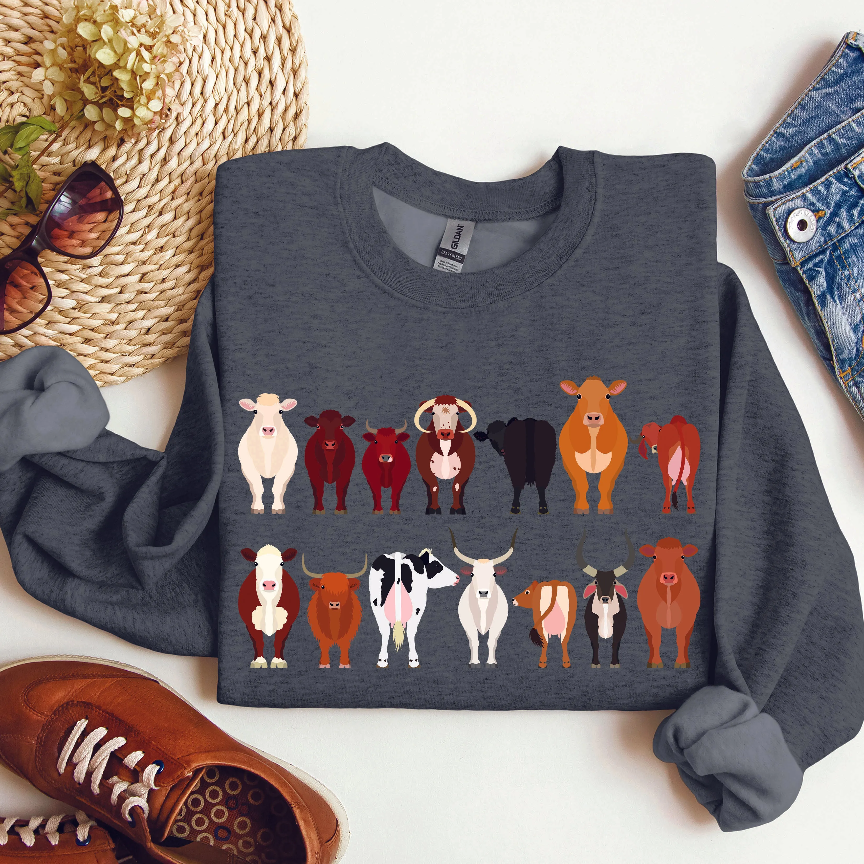 Cow Breeds Farm Animal Lover Sweatshirt sold by Refinery Number One product image thumbnail 5