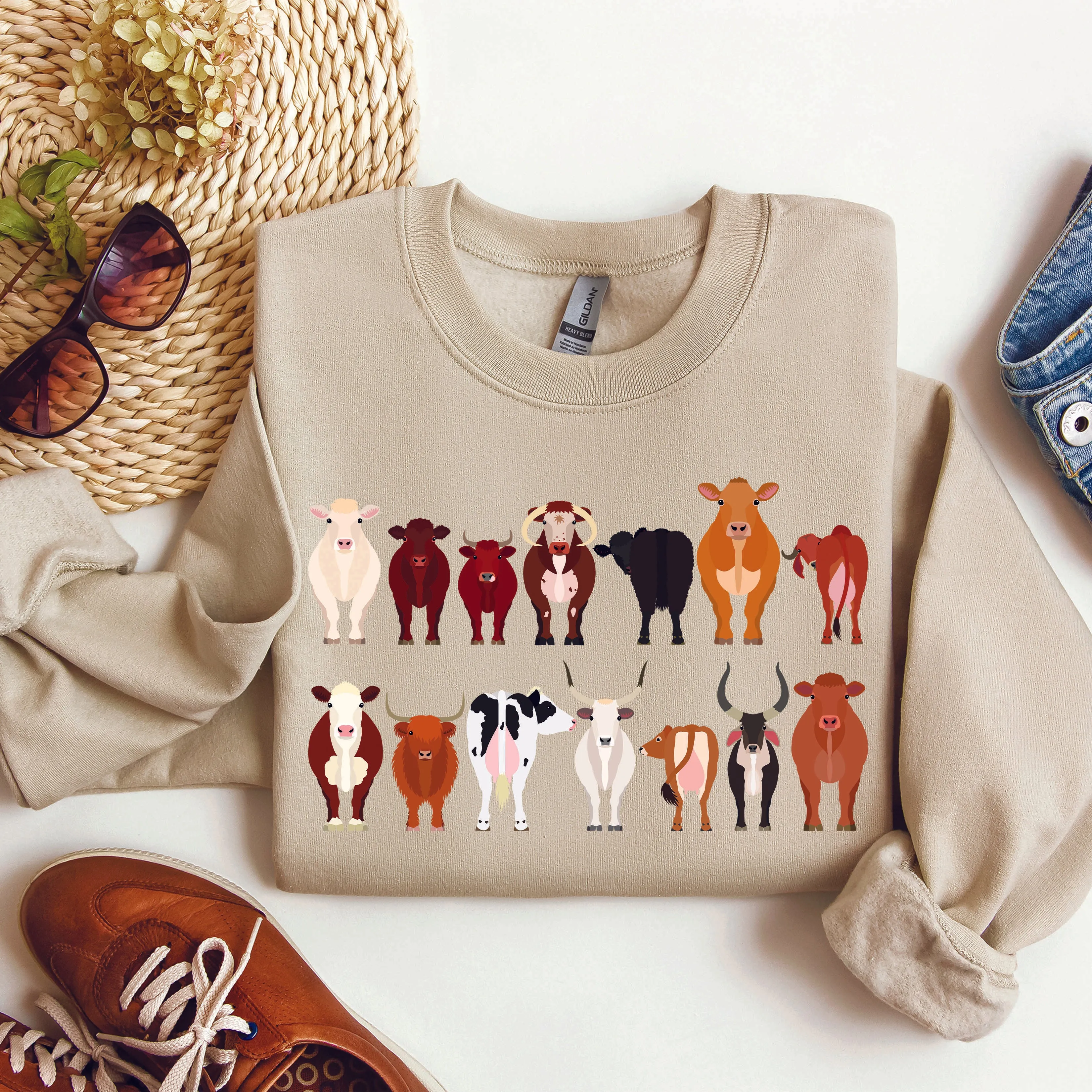 Cow Breeds Farm Animal Lover Sweatshirt sold by Refinery Number One