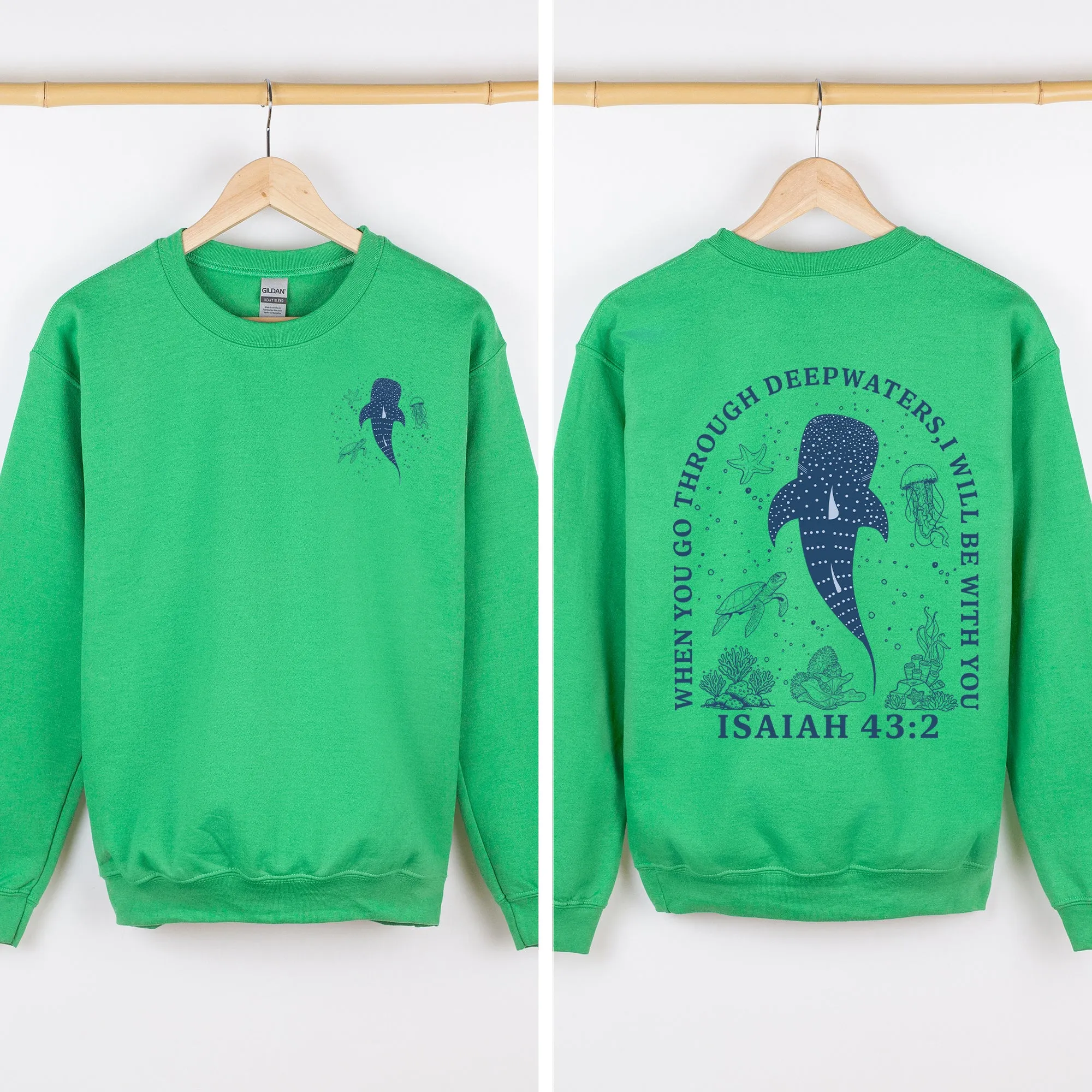 When You Go Through Deep Waters, I Will Be With You, Whale Shark, Ocean, Marine Life, Gospel, Faith Based Apparel, Christian Sweatshirt sold by Refinery Number One product image thumbnail 5