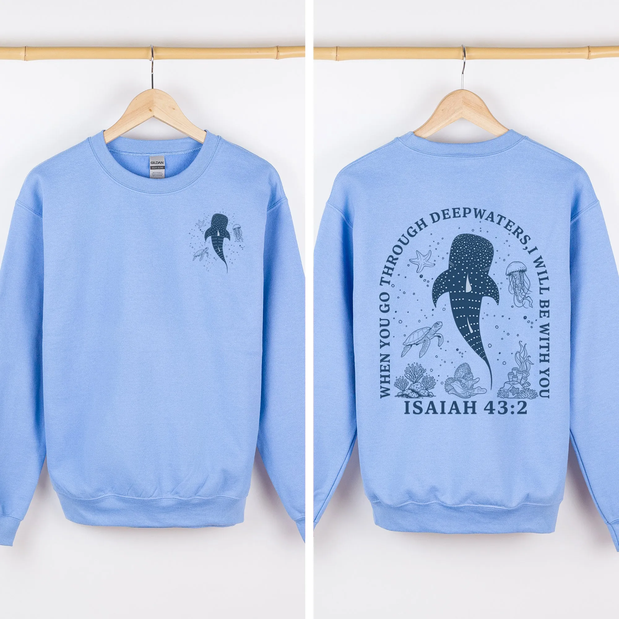 When You Go Through Deep Waters, I Will Be With You, Whale Shark, Ocean, Marine Life, Gospel, Faith Based Apparel, Christian Sweatshirt sold by Refinery Number One product image thumbnail 2