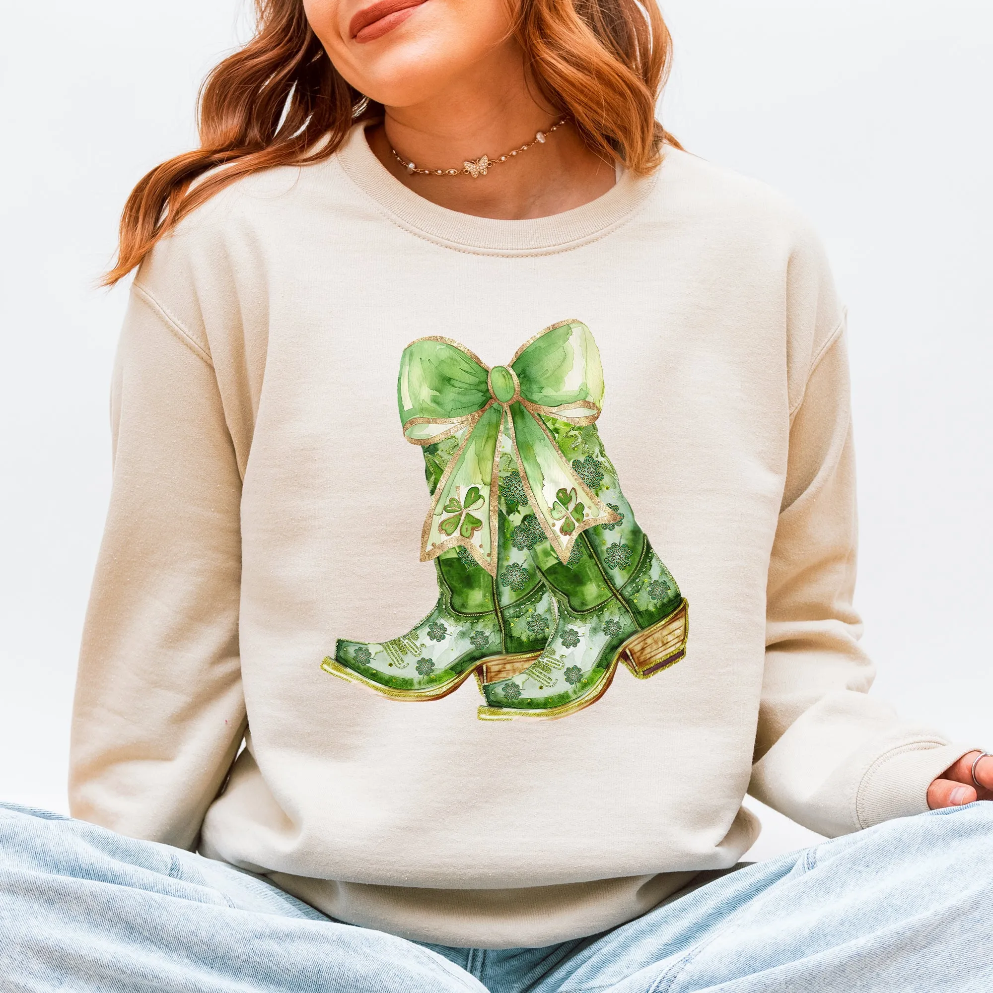 St Patrick's Day Cowboy Boots, Howdy, Shamrock, Lucky Sweatshirt sold by Refinery Number One product image thumbnail 5