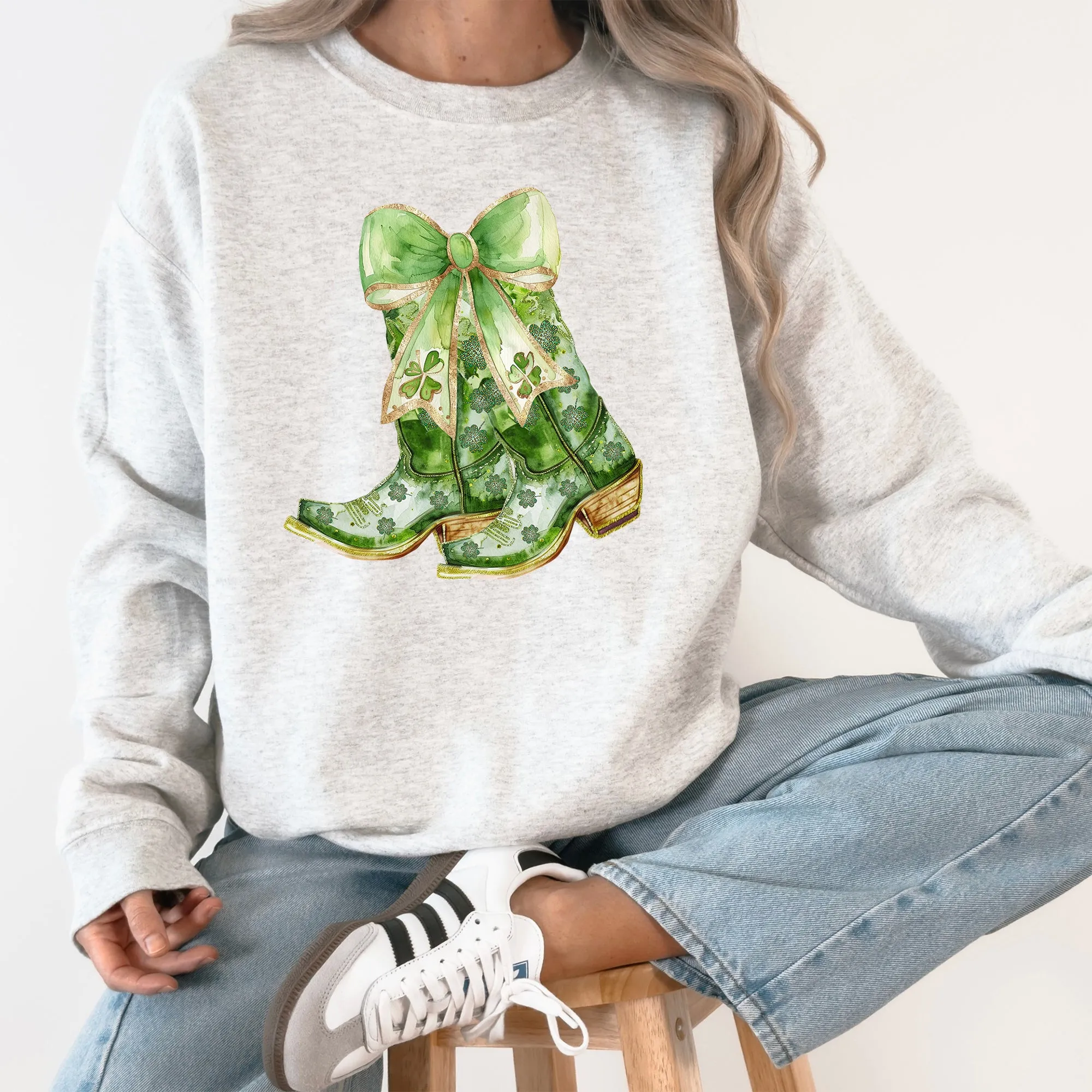 St Patrick's Day Cowboy Boots, Howdy, Shamrock, Lucky Sweatshirt sold by Refinery Number One product image thumbnail 3