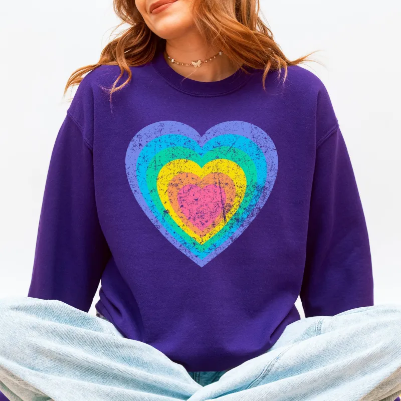 Rainbow Heart, Colorful, Valentine's Day, Love, Cupid Sweatshirt sold by Refinery Number One