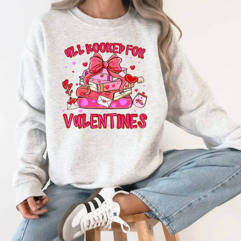 Glittery, All Booked For Valentine's Day, Books, Reading, Booktok, Library Sweatshirt sold by Refinery Number One
