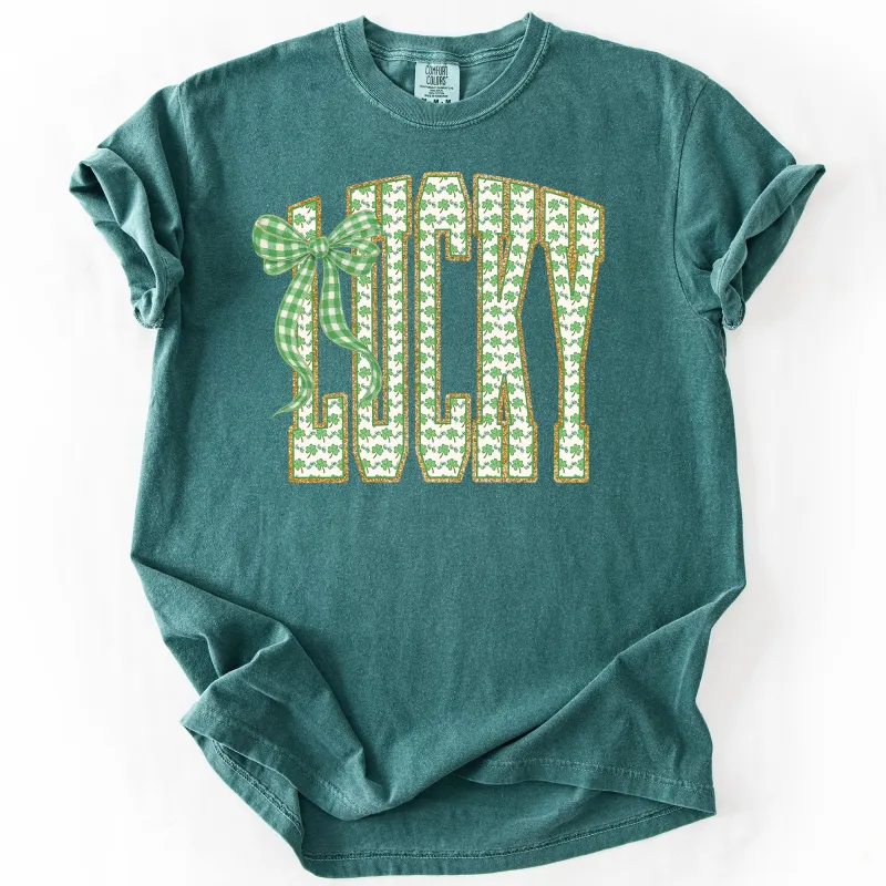 Lucky, Shamrock Print, St Patrick's Day, Irish, Comfort Colors T-Shirt sold by Refinery Number One