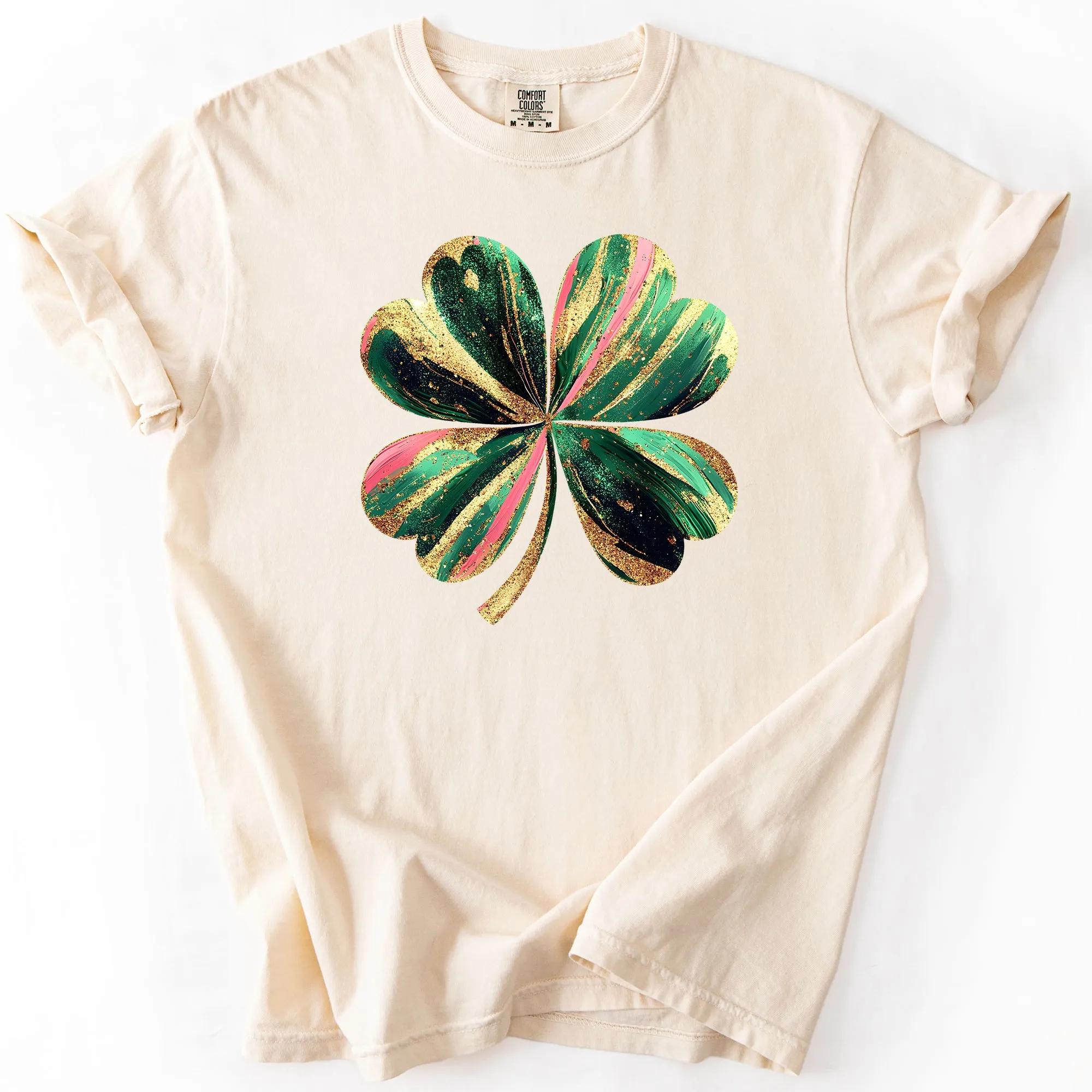 Glittery Shamrock, Real Glitter, St Patrick's Day, Comfort Colors T-Shirt sold by Refinery Number One product image thumbnail 2