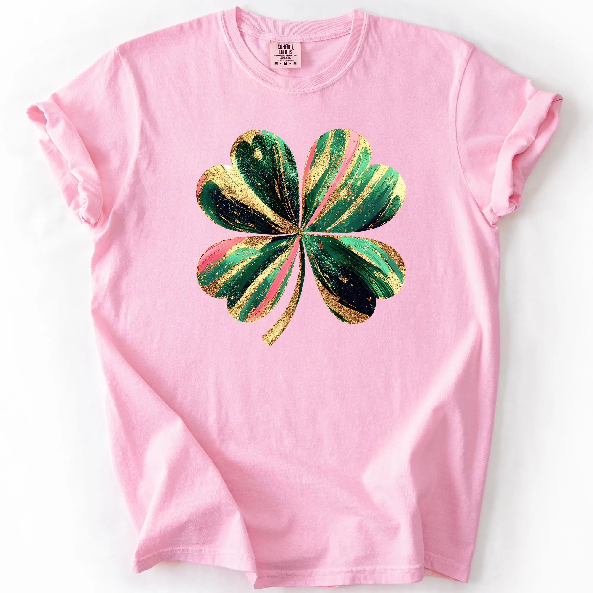 Glittery Shamrock, Real Glitter, St Patrick's Day, Comfort Colors T-Shirt sold by Refinery Number One product image thumbnail 3