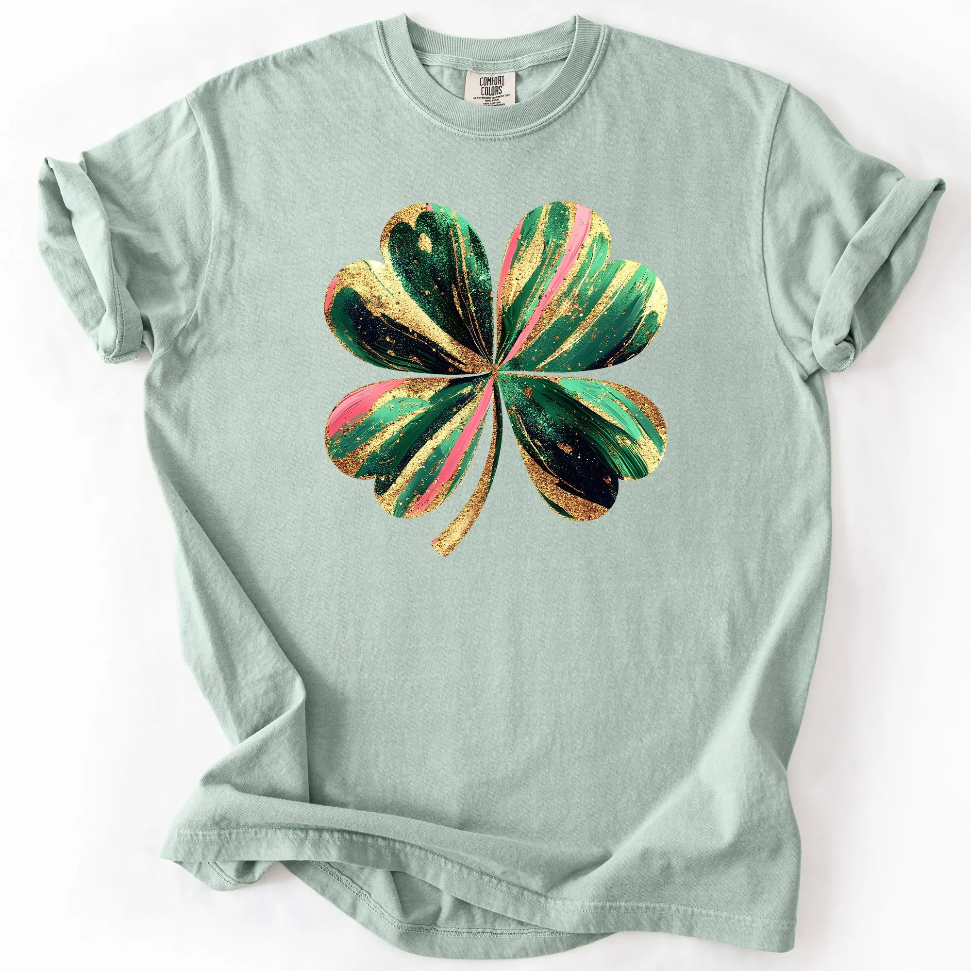 Glittery Shamrock, Real Glitter, St Patrick's Day, Comfort Colors T-Shirt sold by Refinery Number One product image thumbnail 4