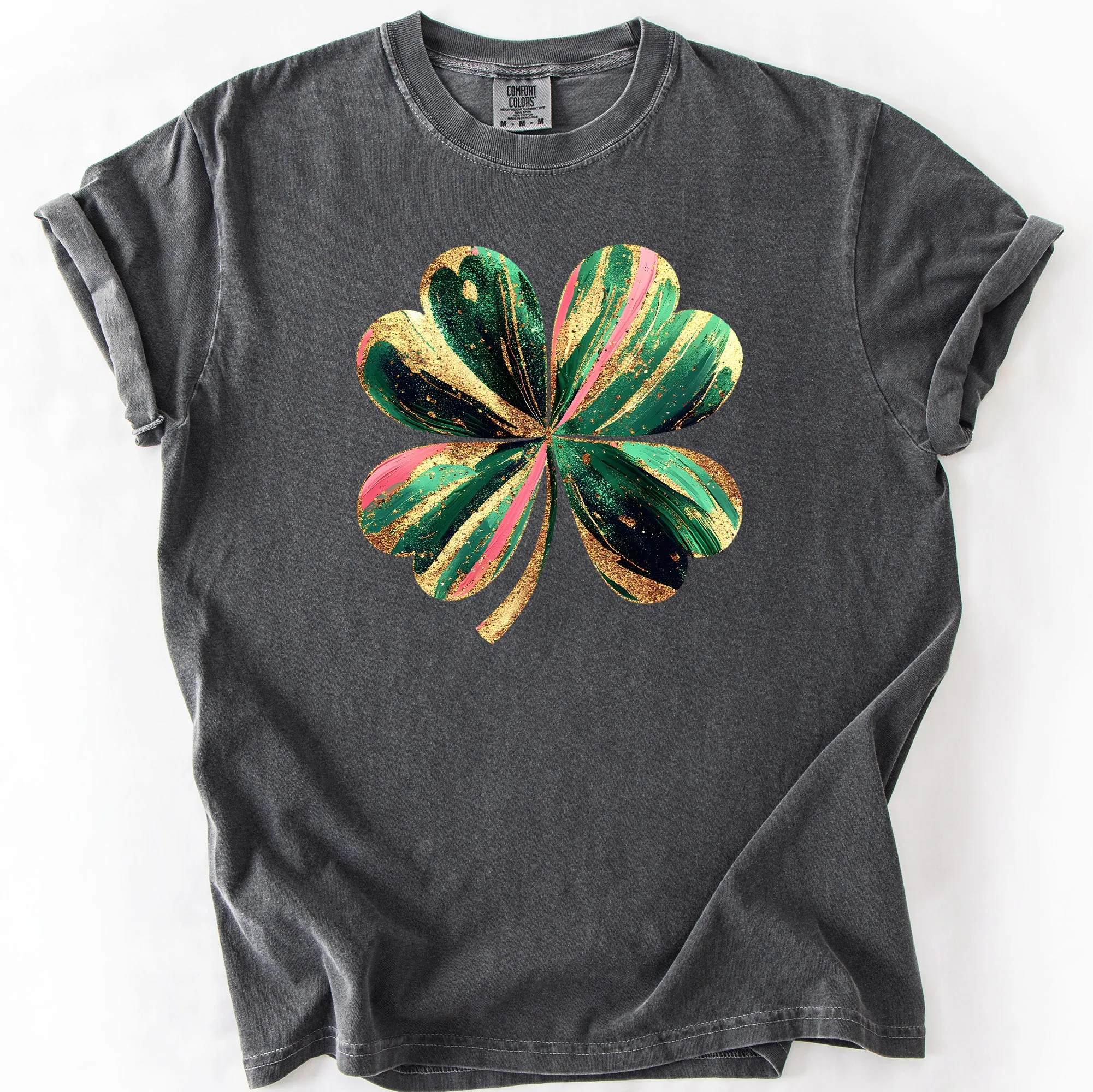 Glittery Shamrock, Real Glitter, St Patrick's Day, Comfort Colors T-Shirt sold by Refinery Number One product image thumbnail 5
