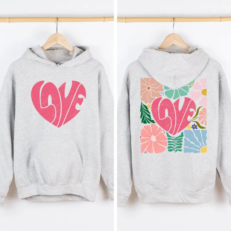 Retro Love, Boho Flowers, Valentine's Day Hooded Sweatshirt sold by Refinery Number One
