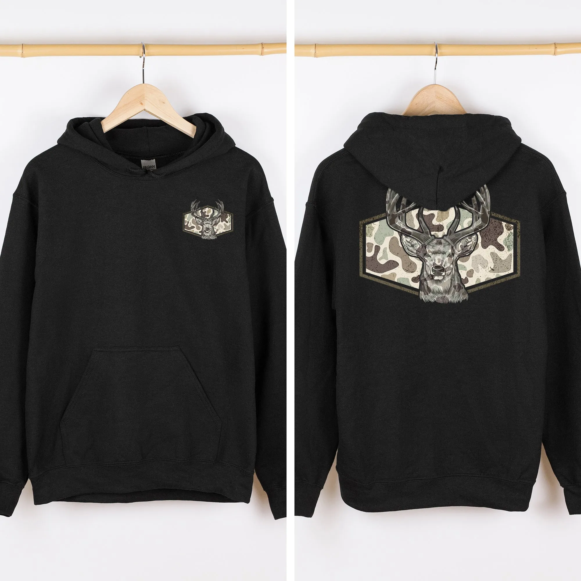 Deer Hunting, Camo, Front and Back, Outdoors Hooded Sweatshirt sold by Refinery Number One product image thumbnail 3