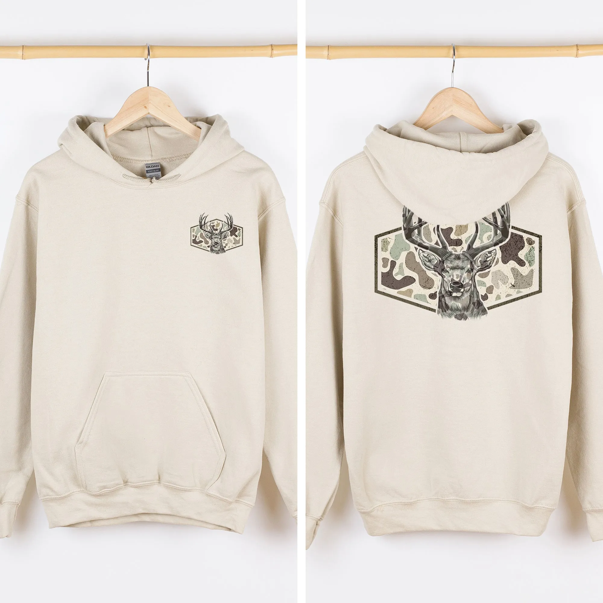 Deer Hunting, Camo, Front and Back, Outdoors Hooded Sweatshirt sold by Refinery Number One product image thumbnail 2