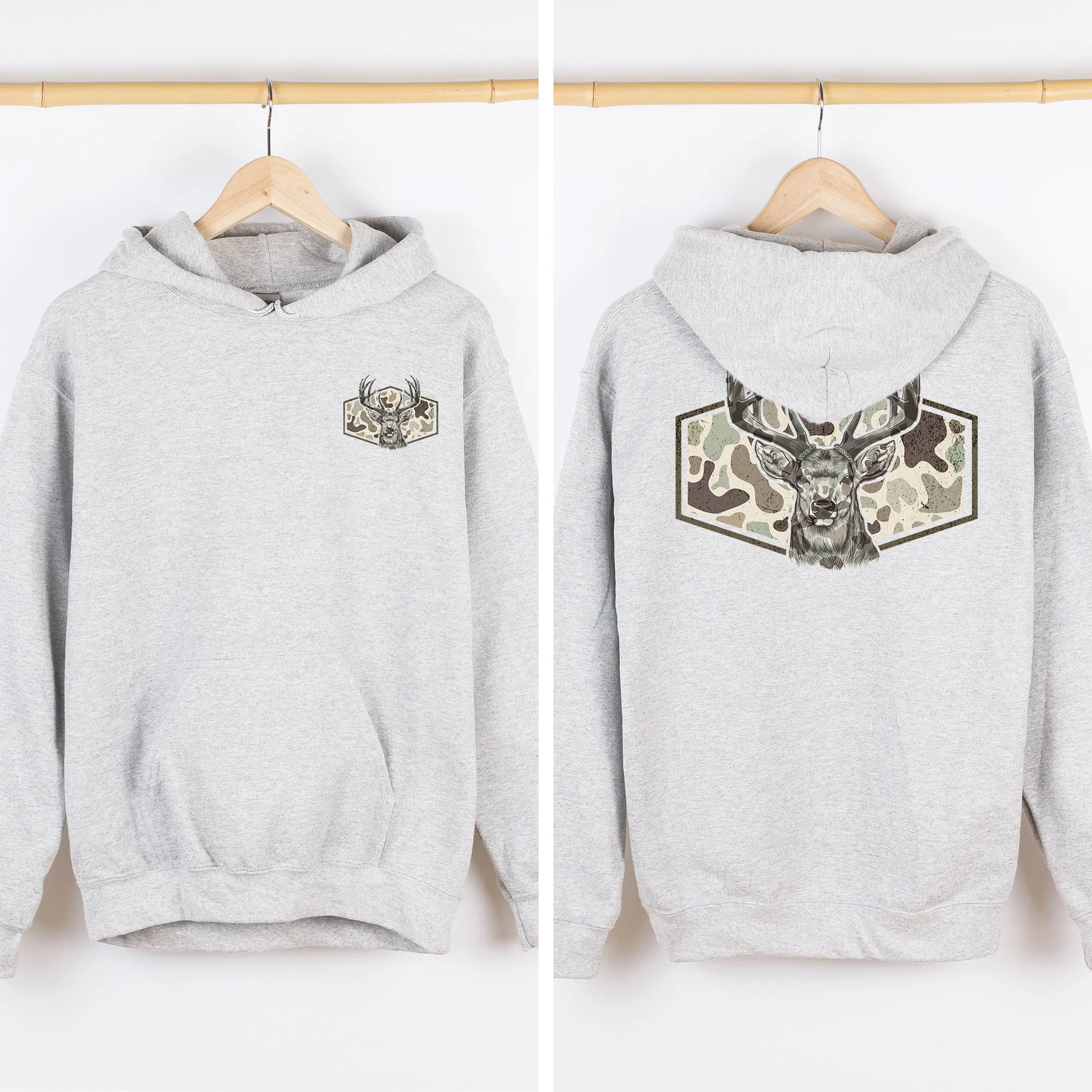 Deer Hunting, Camo, Front and Back, Outdoors Hooded Sweatshirt sold by Refinery Number One product image thumbnail 4